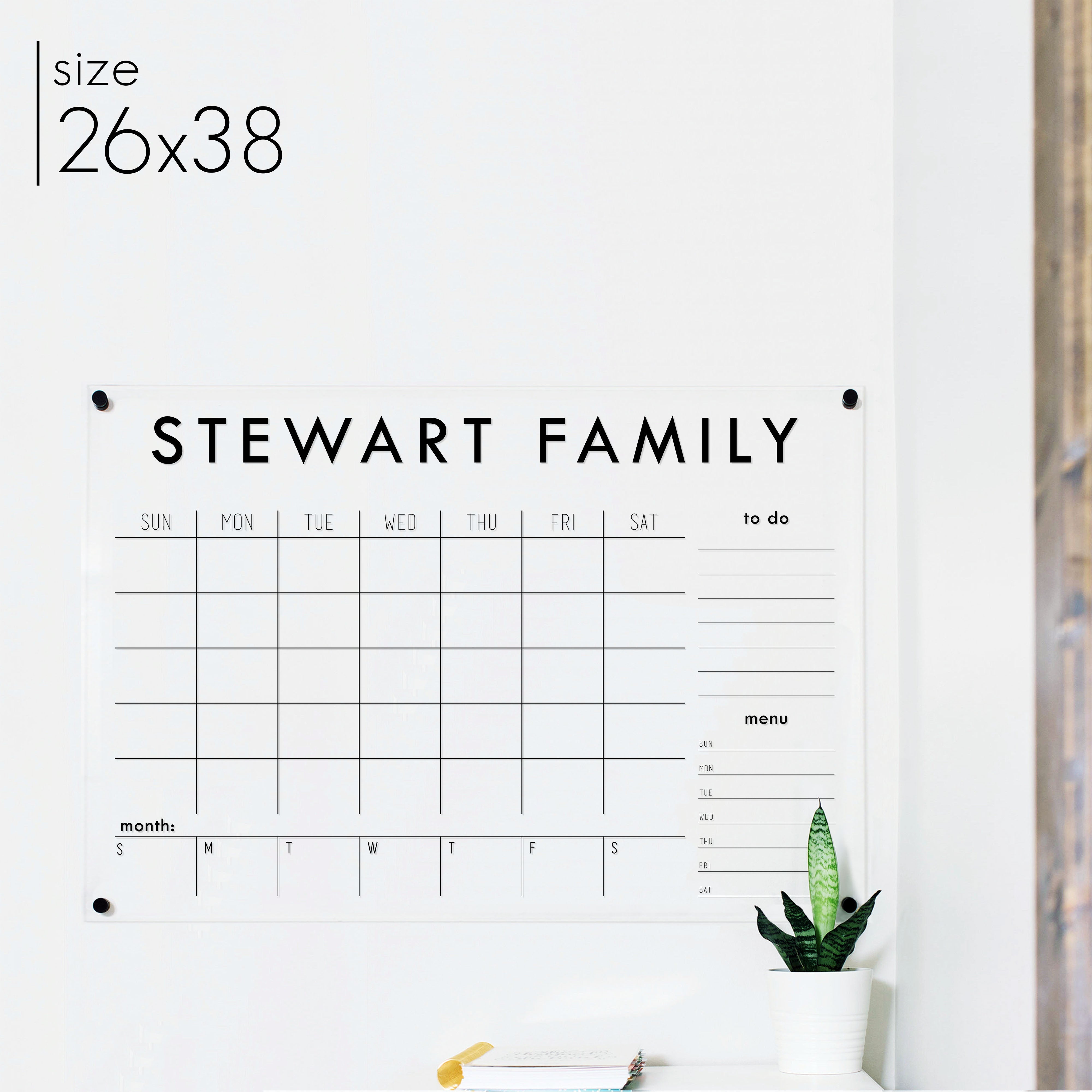 Week & Month Acrylic Calendar + 2 Sections | Horizontal Madi