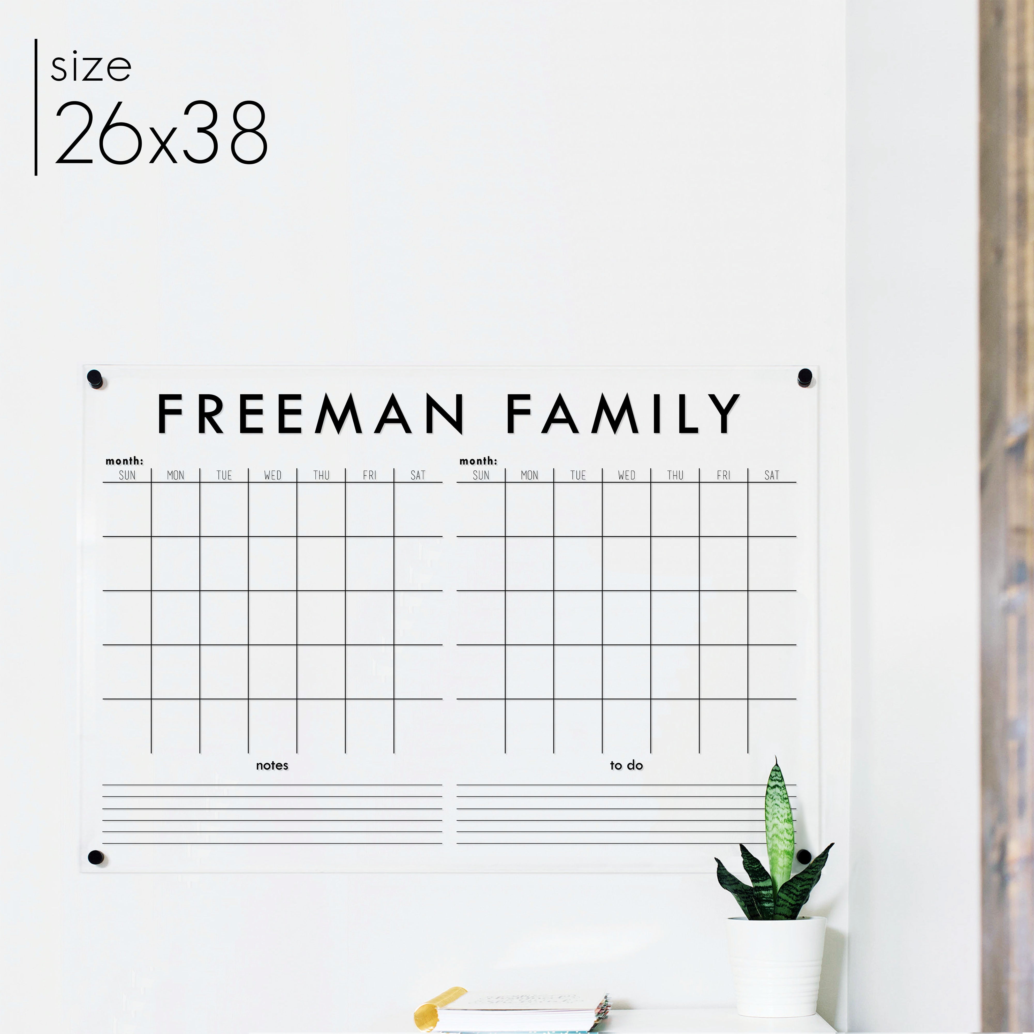 2 Month Acrylic Calendar + 2 Sections | Horizontal Madi