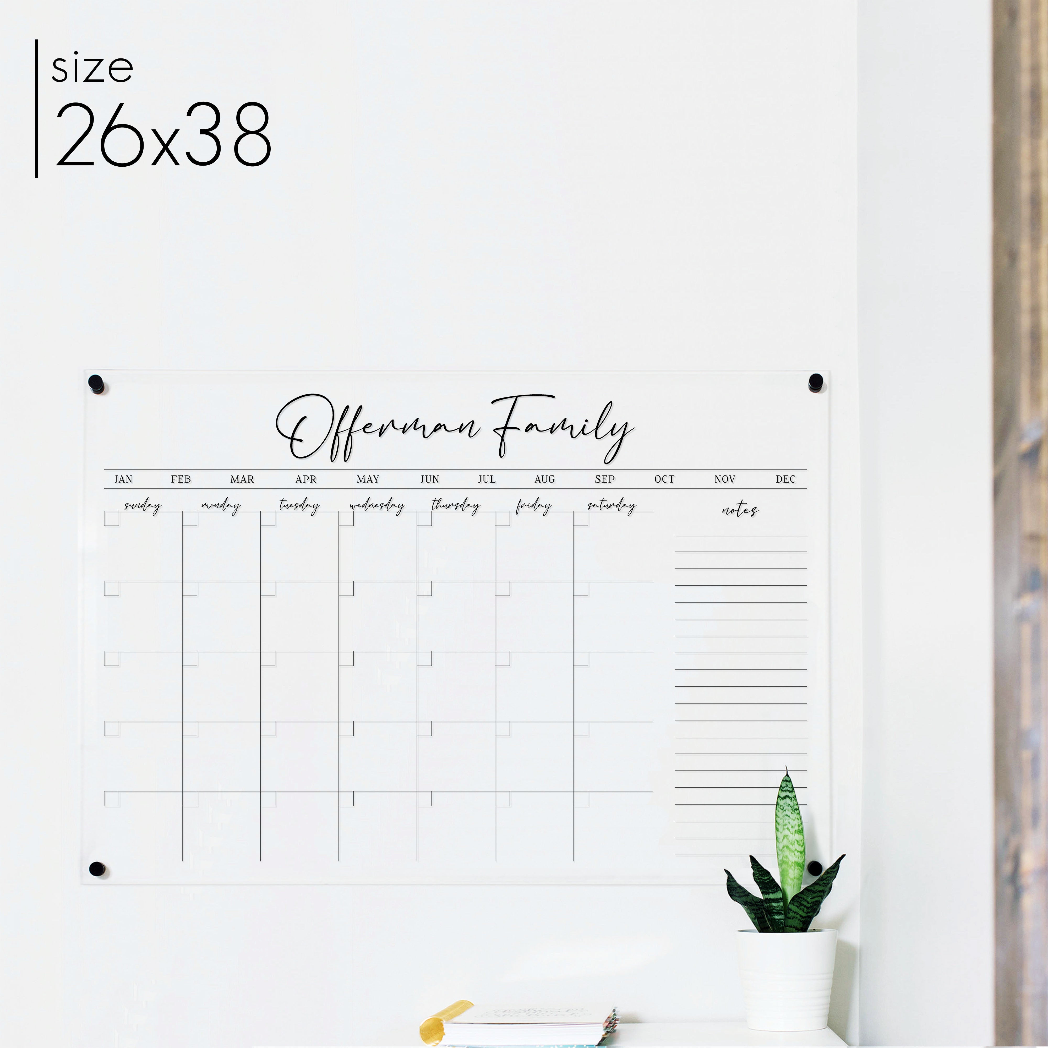 Monthly Acrylic Calendar + 1 Section | Horizontal Pennington