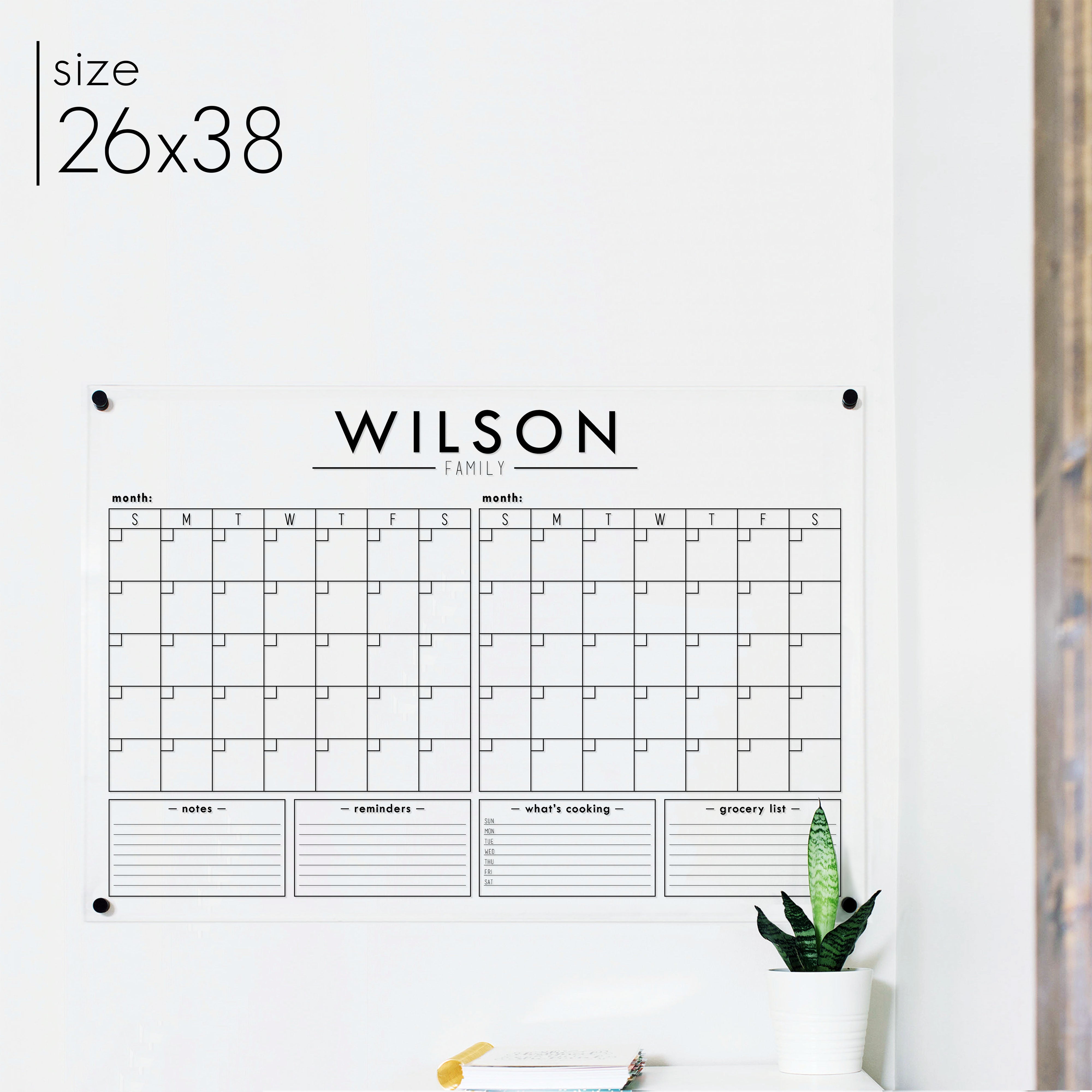 2 Month Acrylic Calendar + 4 Sections | Horizontal Craig