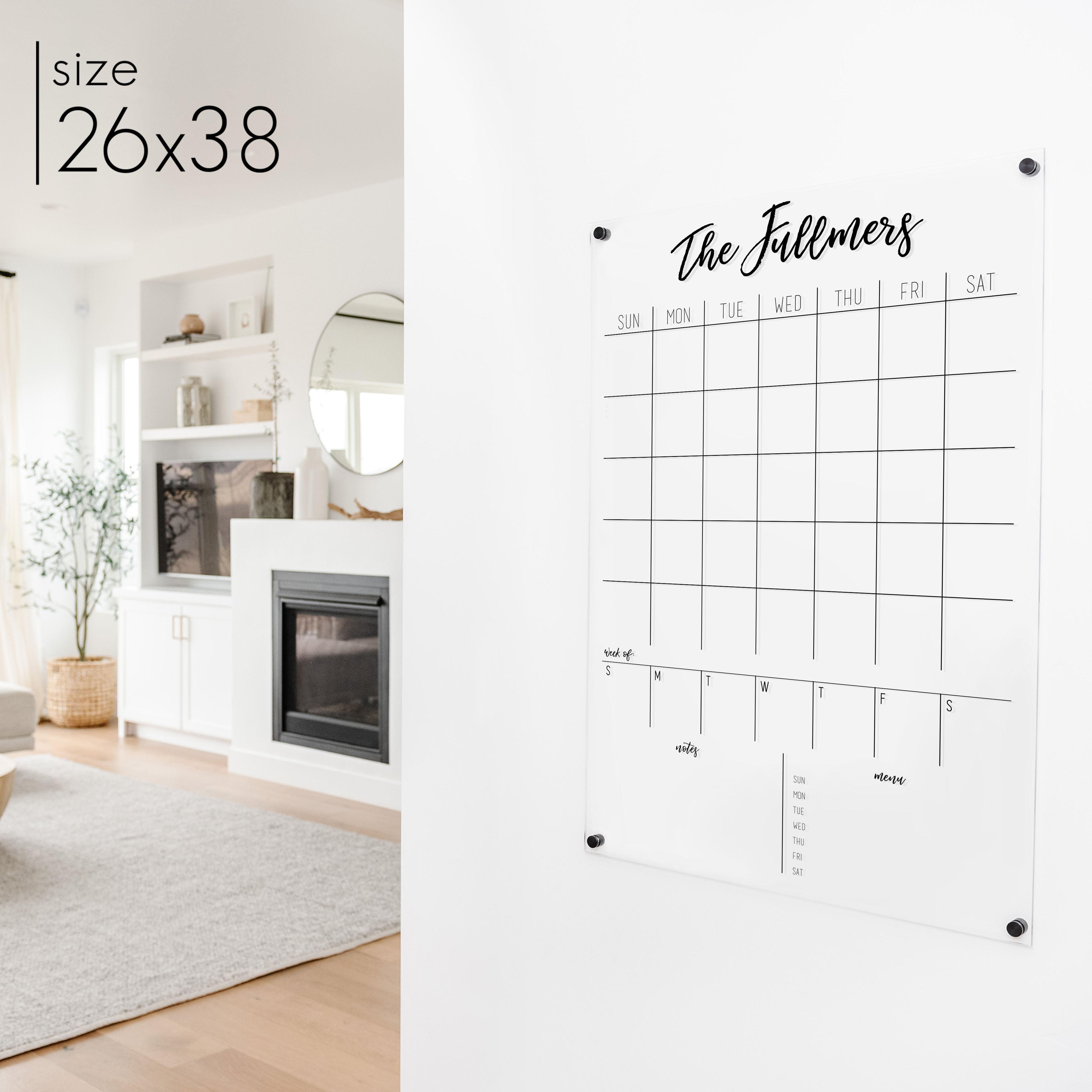 Week & Month Acrylic Calendar + 2 Sections | Vertical Traeger