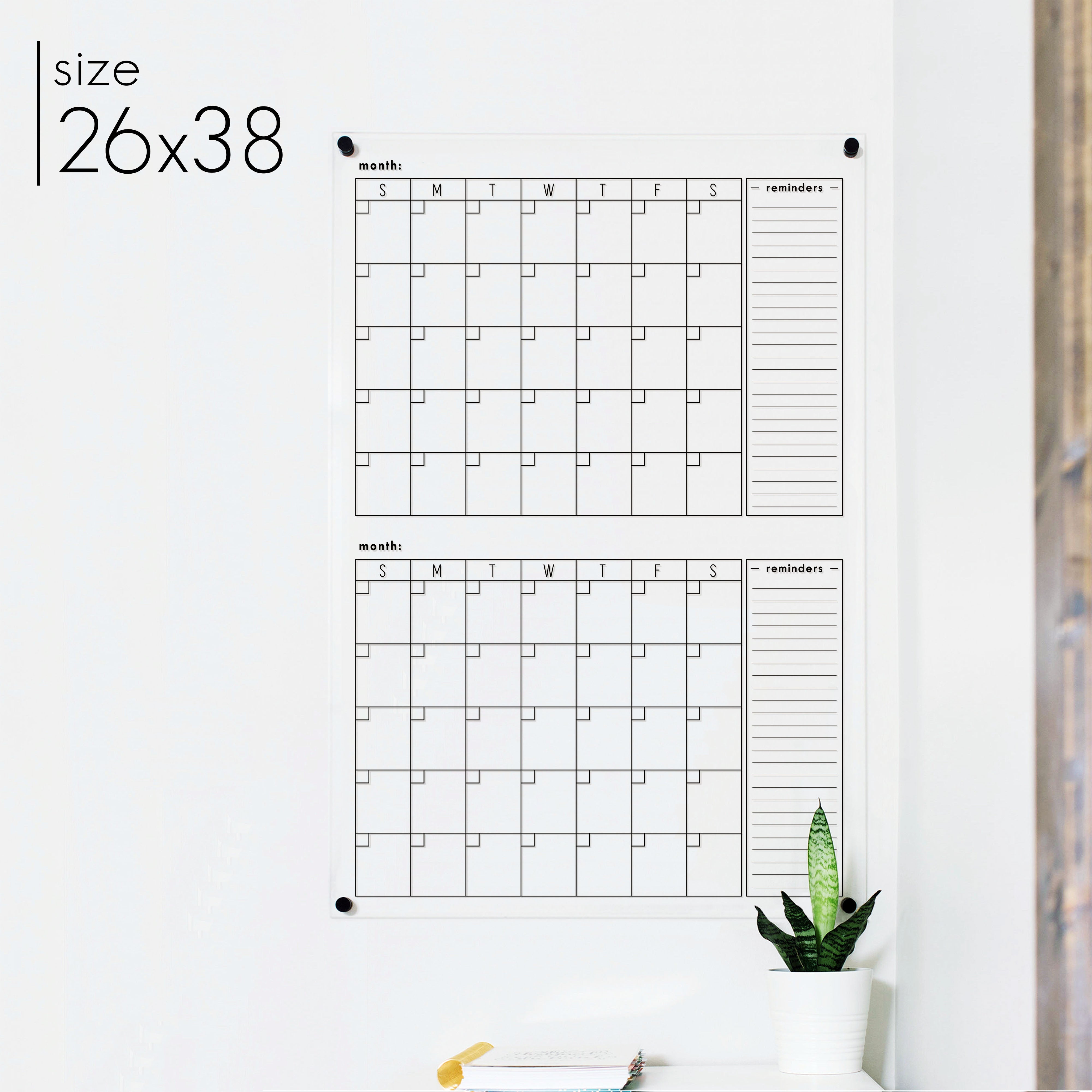 2 Month Acrylic Calendar + 2 Sections | Vertical Multi-Style