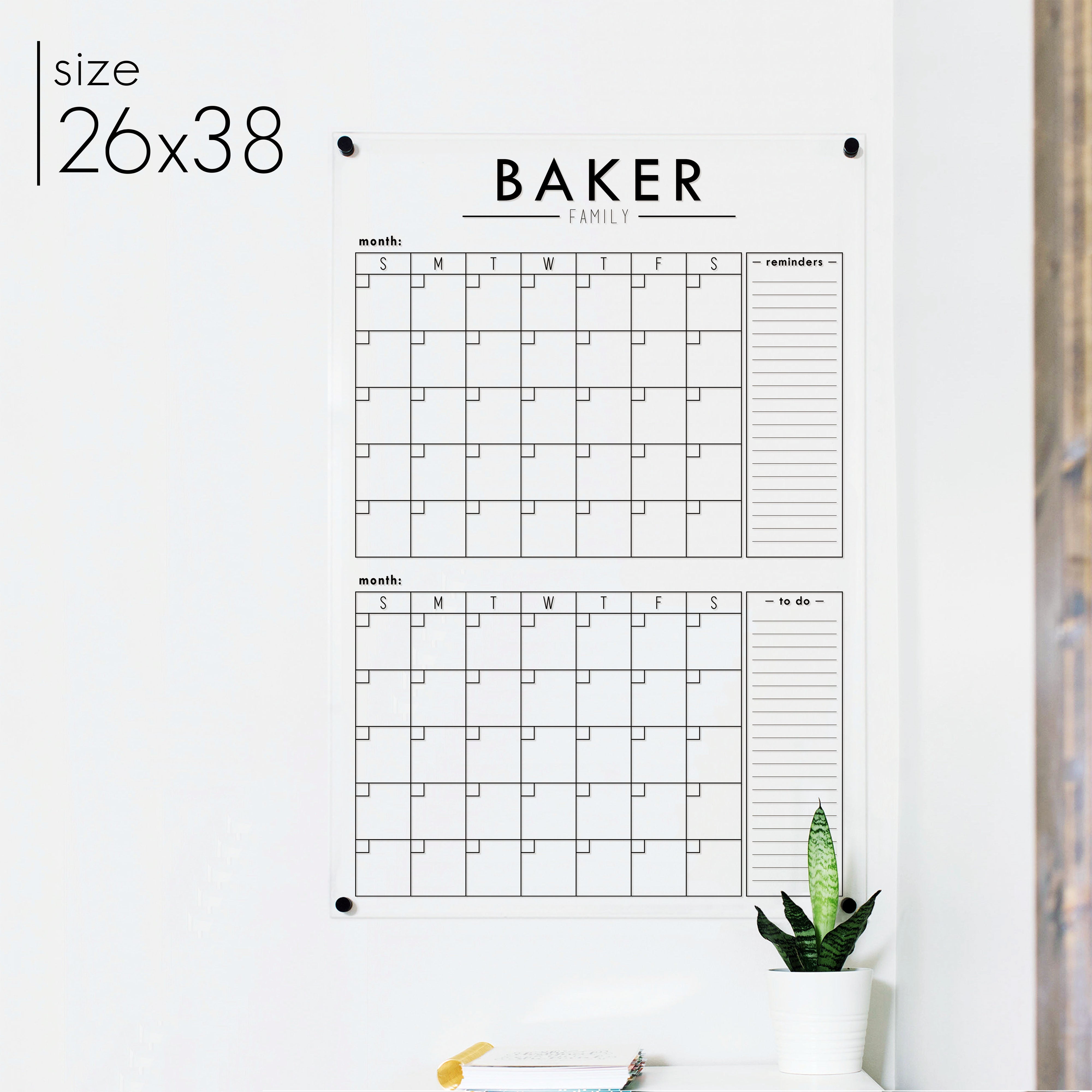 2 Month Acrylic Calendar + 2 Sections | Vertical Craig