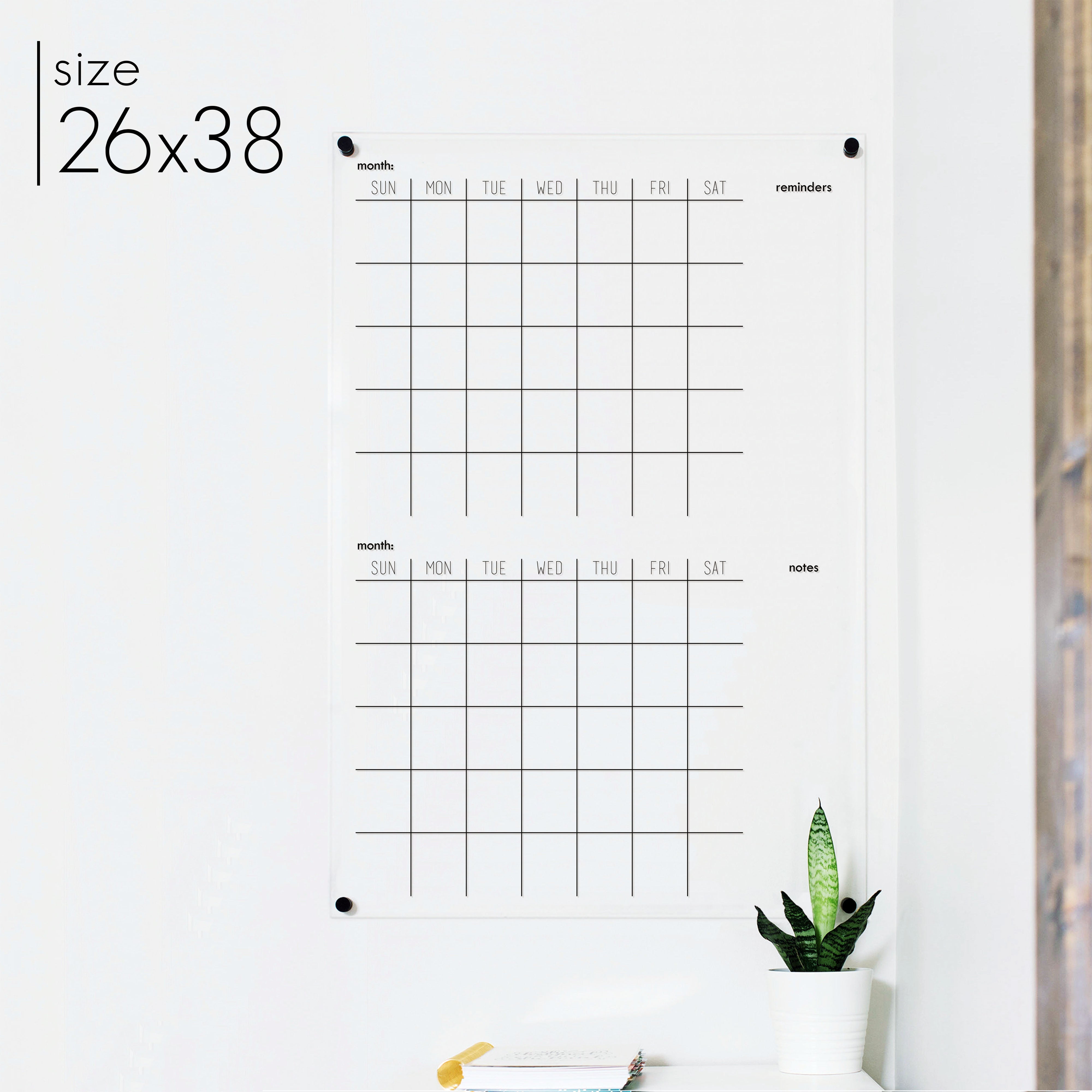2 Month Acrylic Calendar + 2 Sections | Vertical Madi