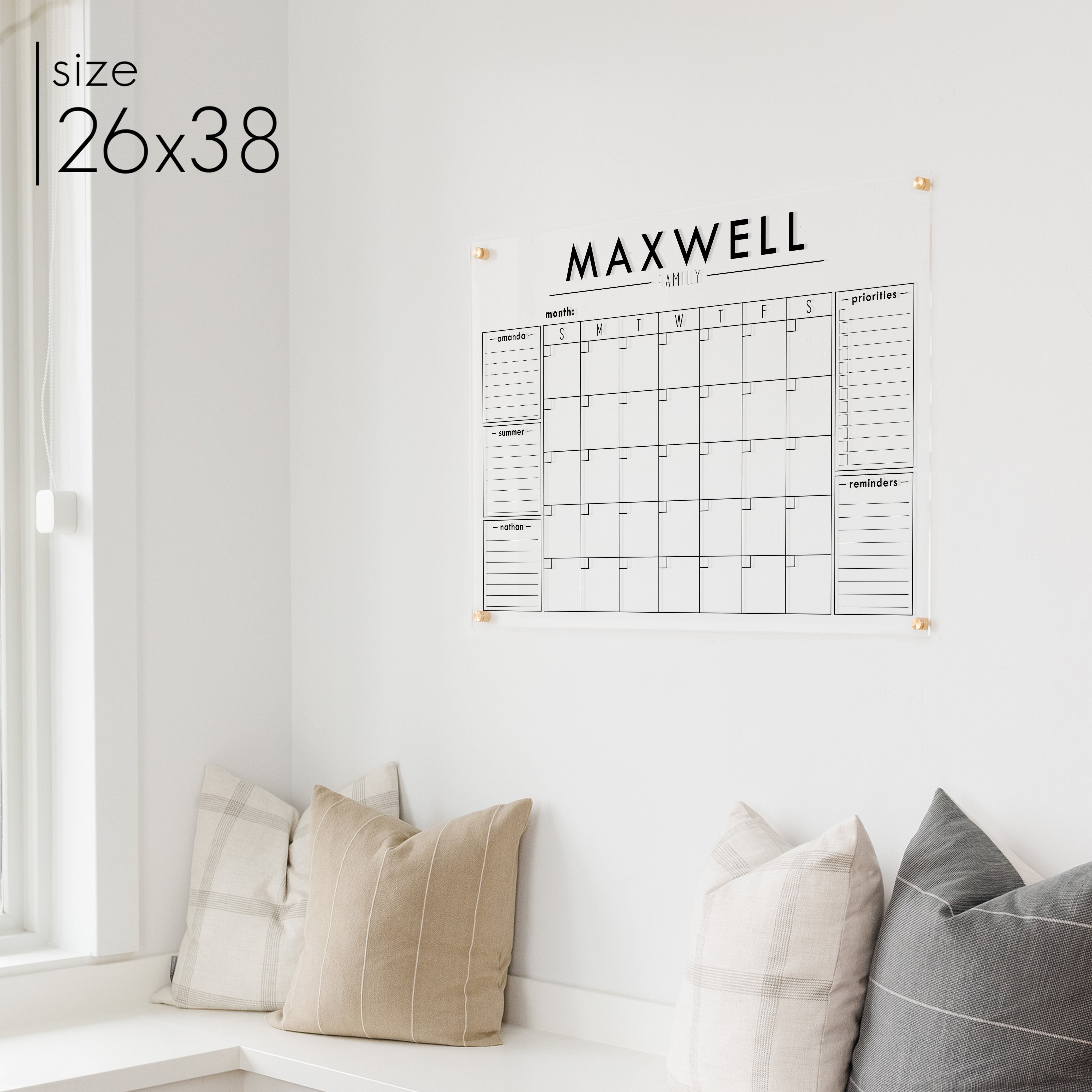 Monthly Acrylic Calendar + 5 Sections | Horizontal Craig