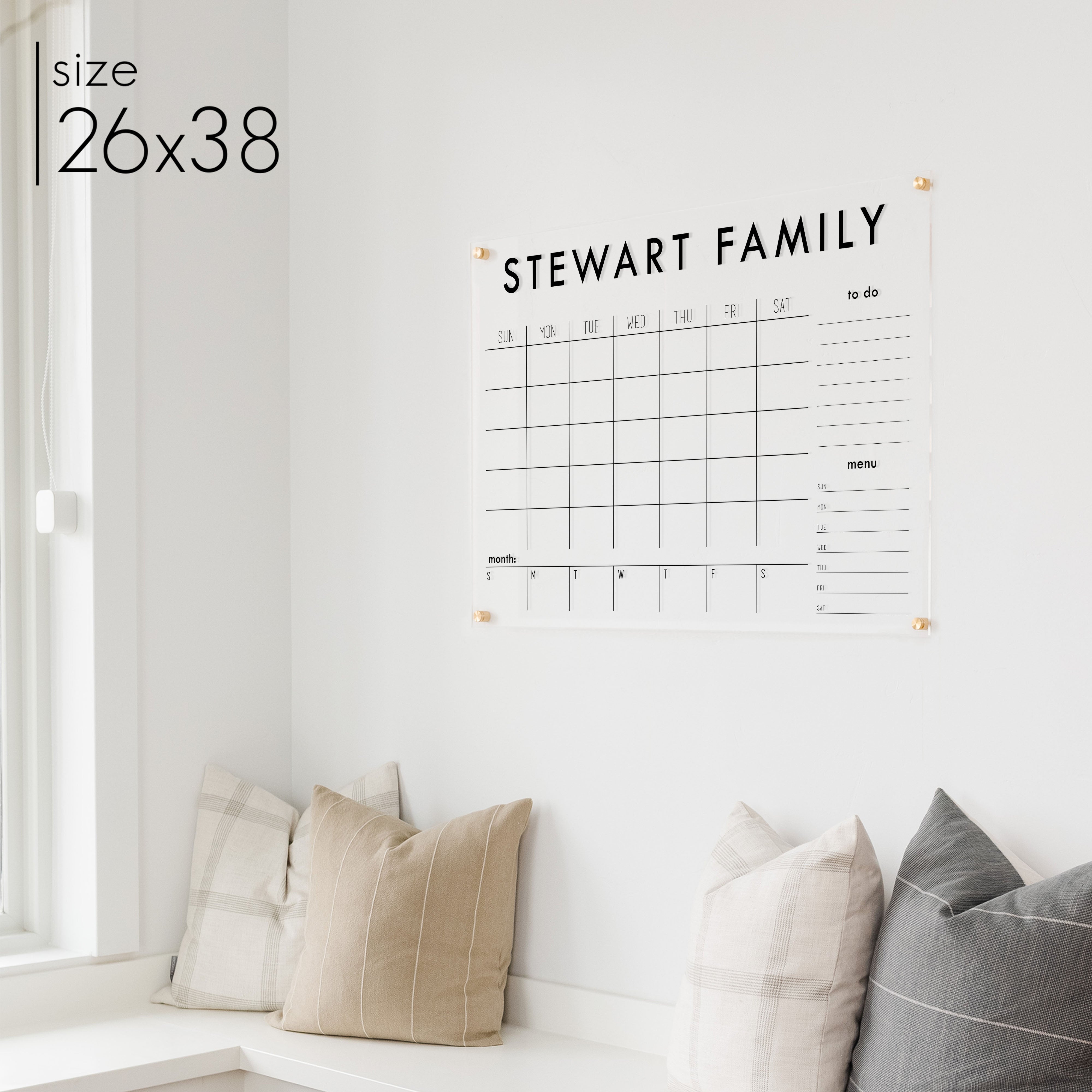 Week & Month Acrylic Calendar + 2 Sections | Horizontal Madi