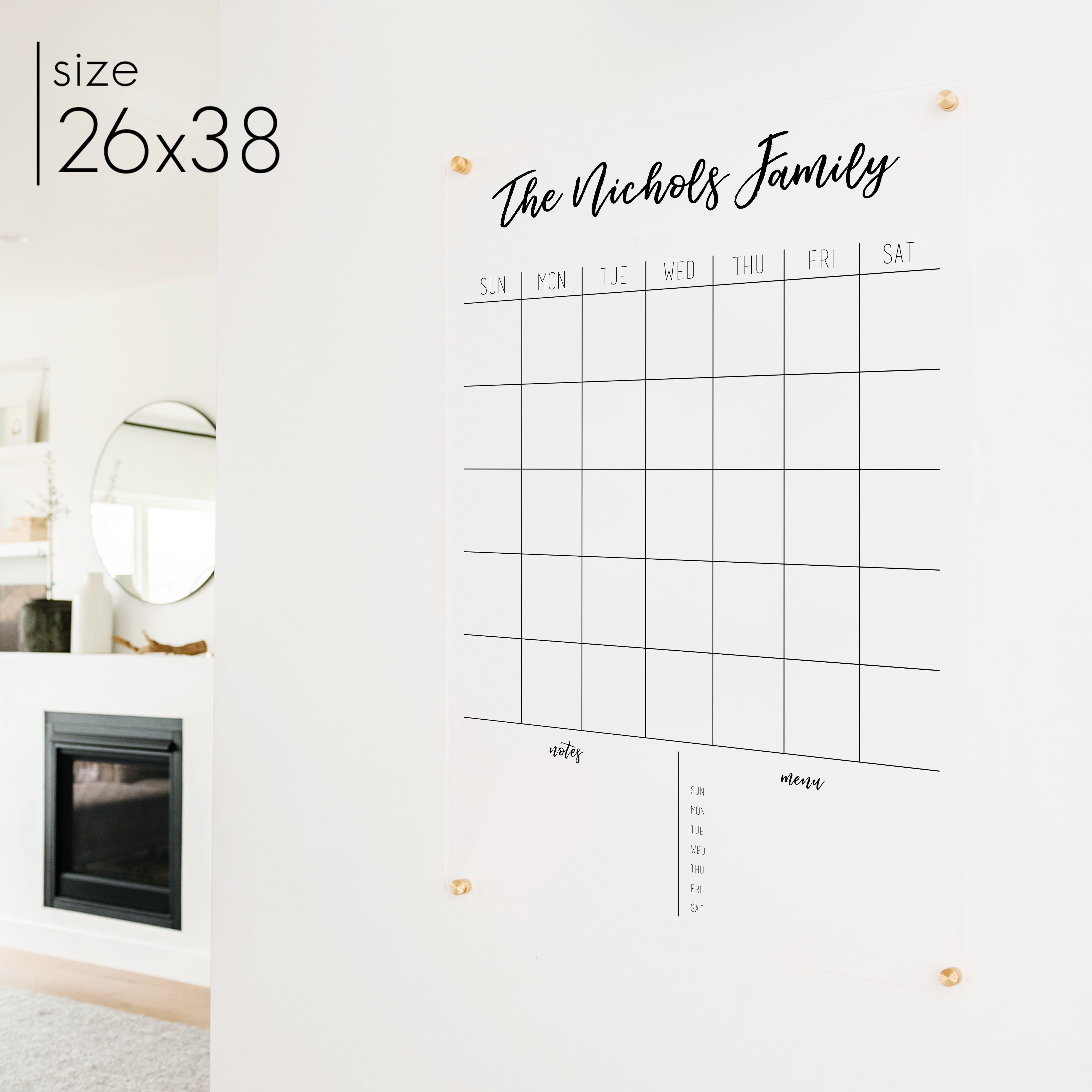 Monthly Acrylic Calendar + 2 Sections | Vertical Traeger