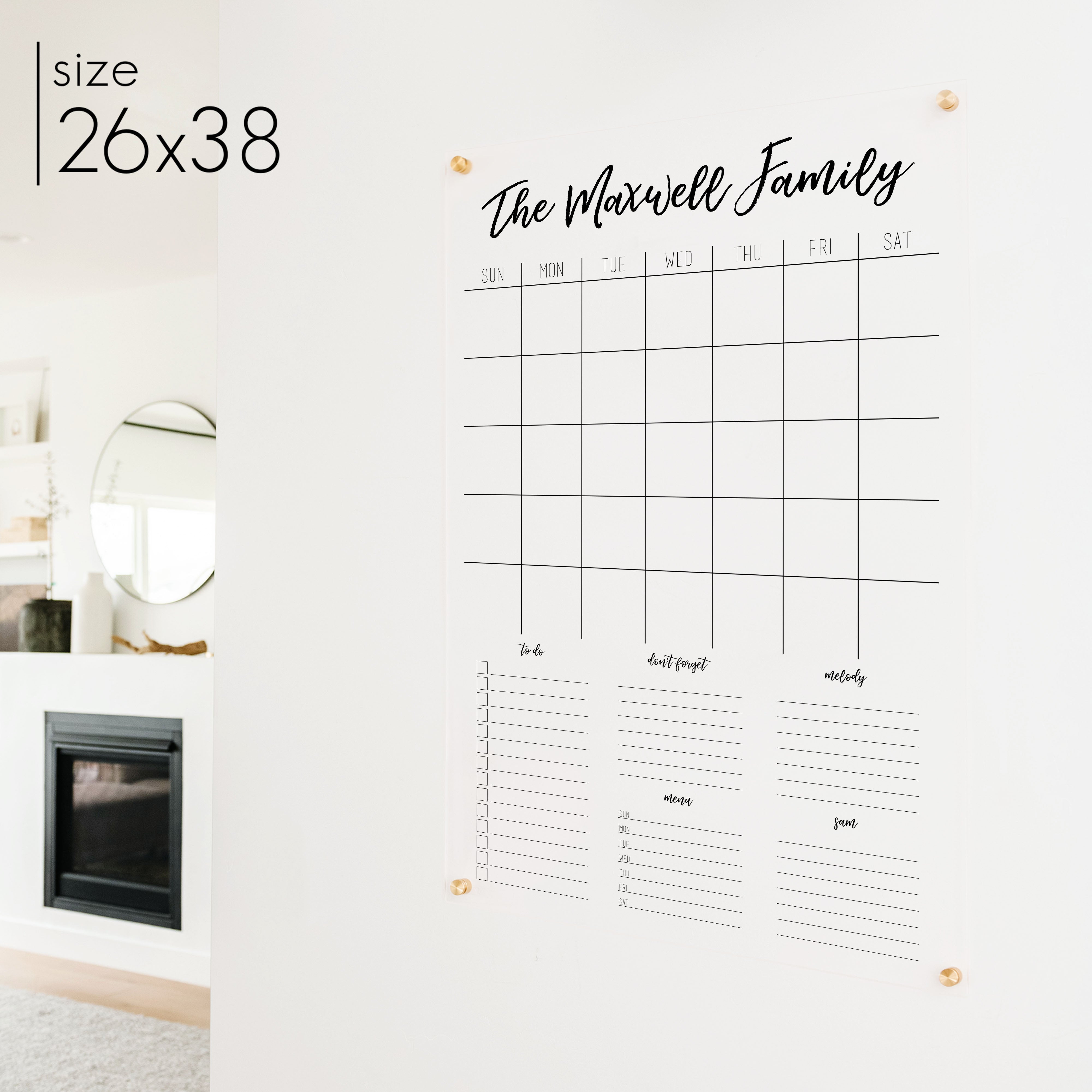Monthly Acrylic Calendar + 5 Sections | Vertical Traeger