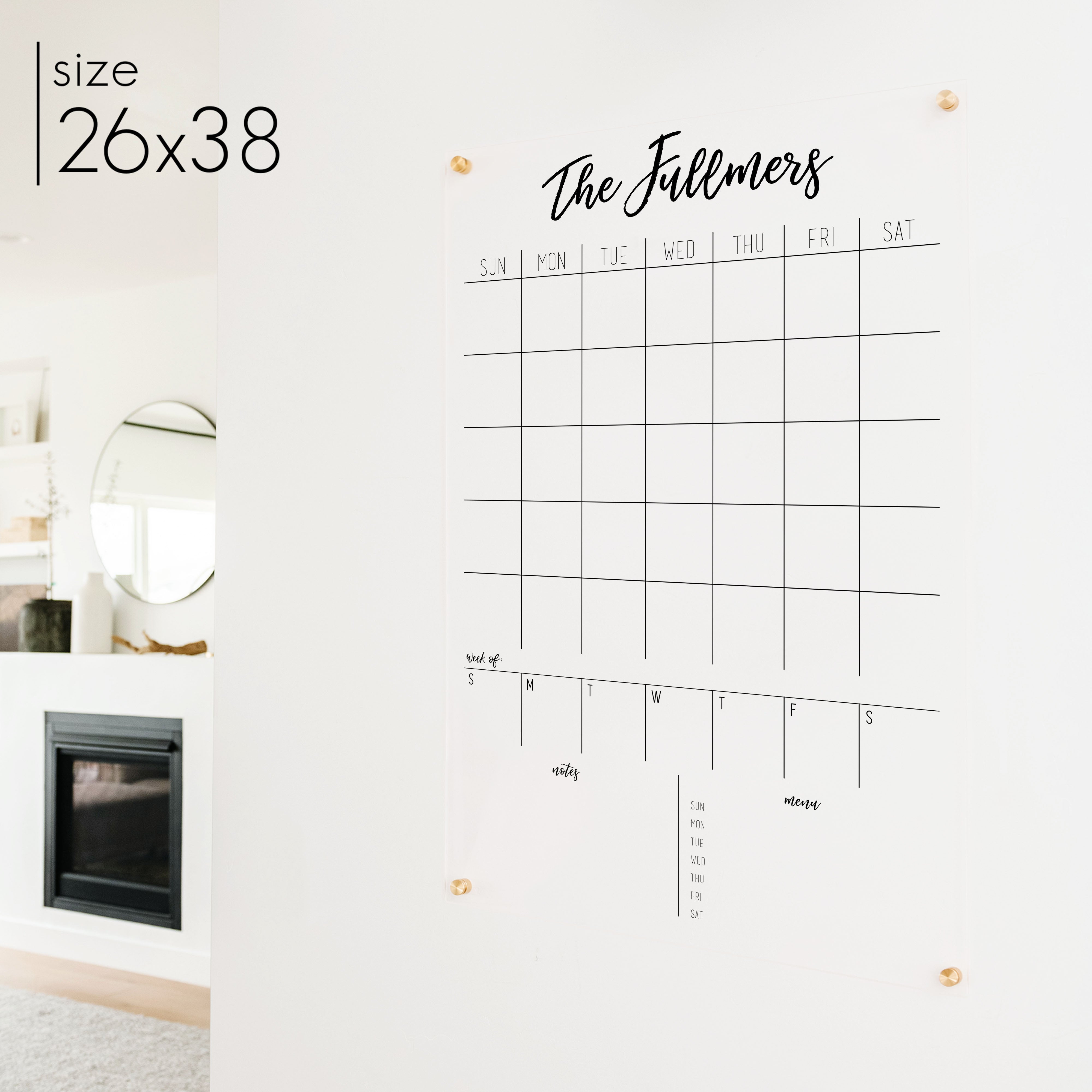 Week & Month Acrylic Calendar + 2 Sections | Vertical Traeger