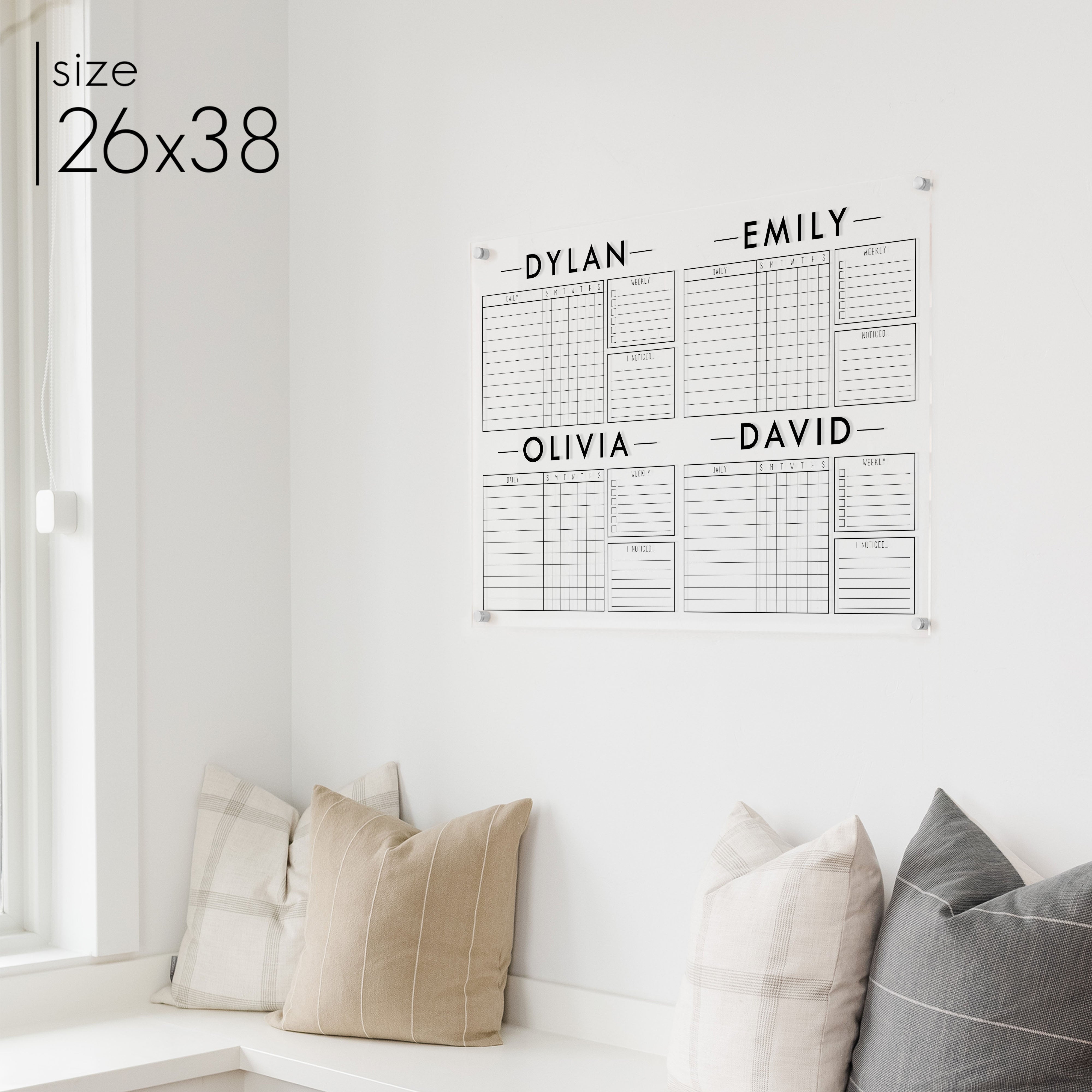 4 Person Acrylic Chore Chart | Multi-Style