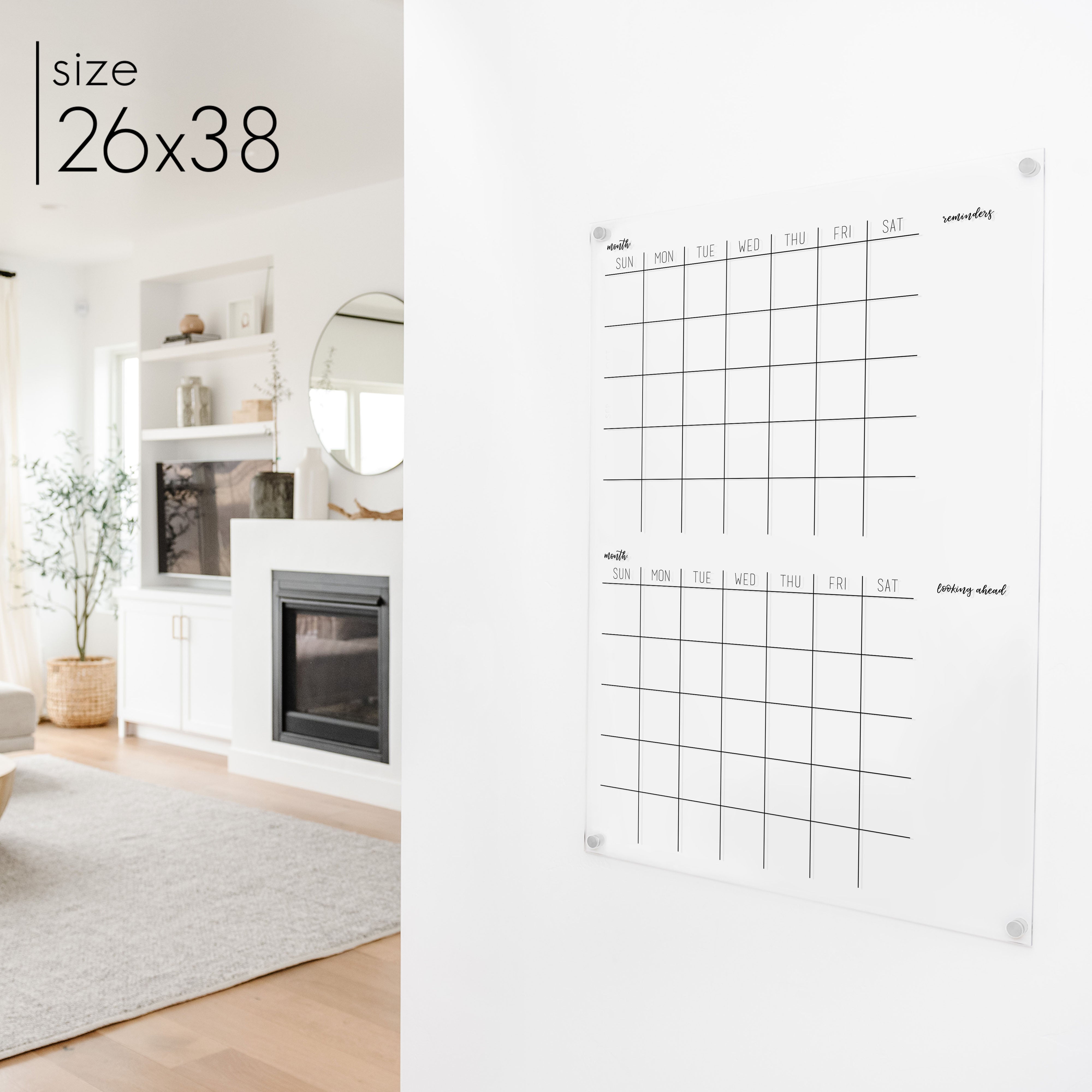 2 Month Acrylic Calendar + 2 Sections | Vertical Traeger
