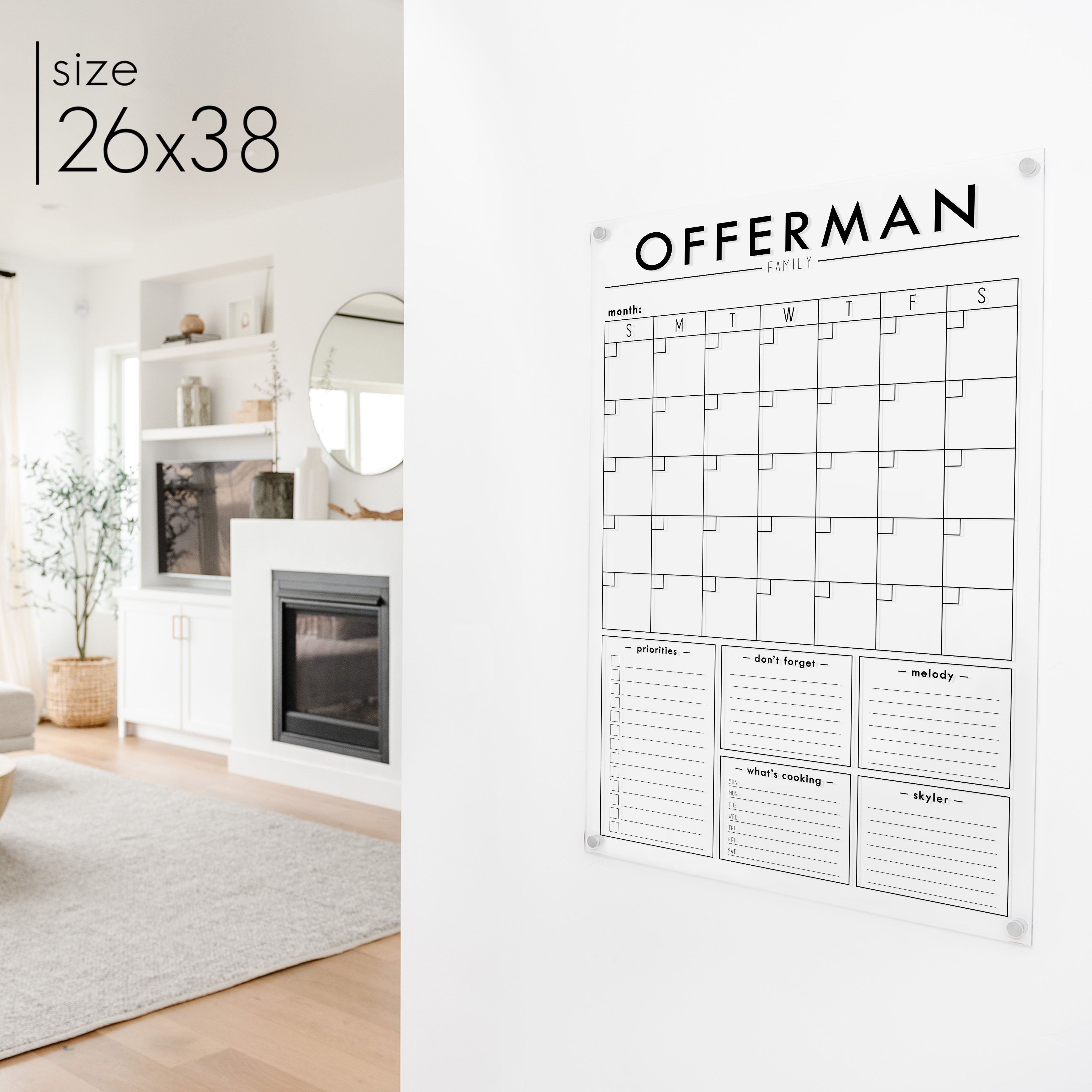 Monthly Acrylic Calendar + 5 Sections | Vertical Craig