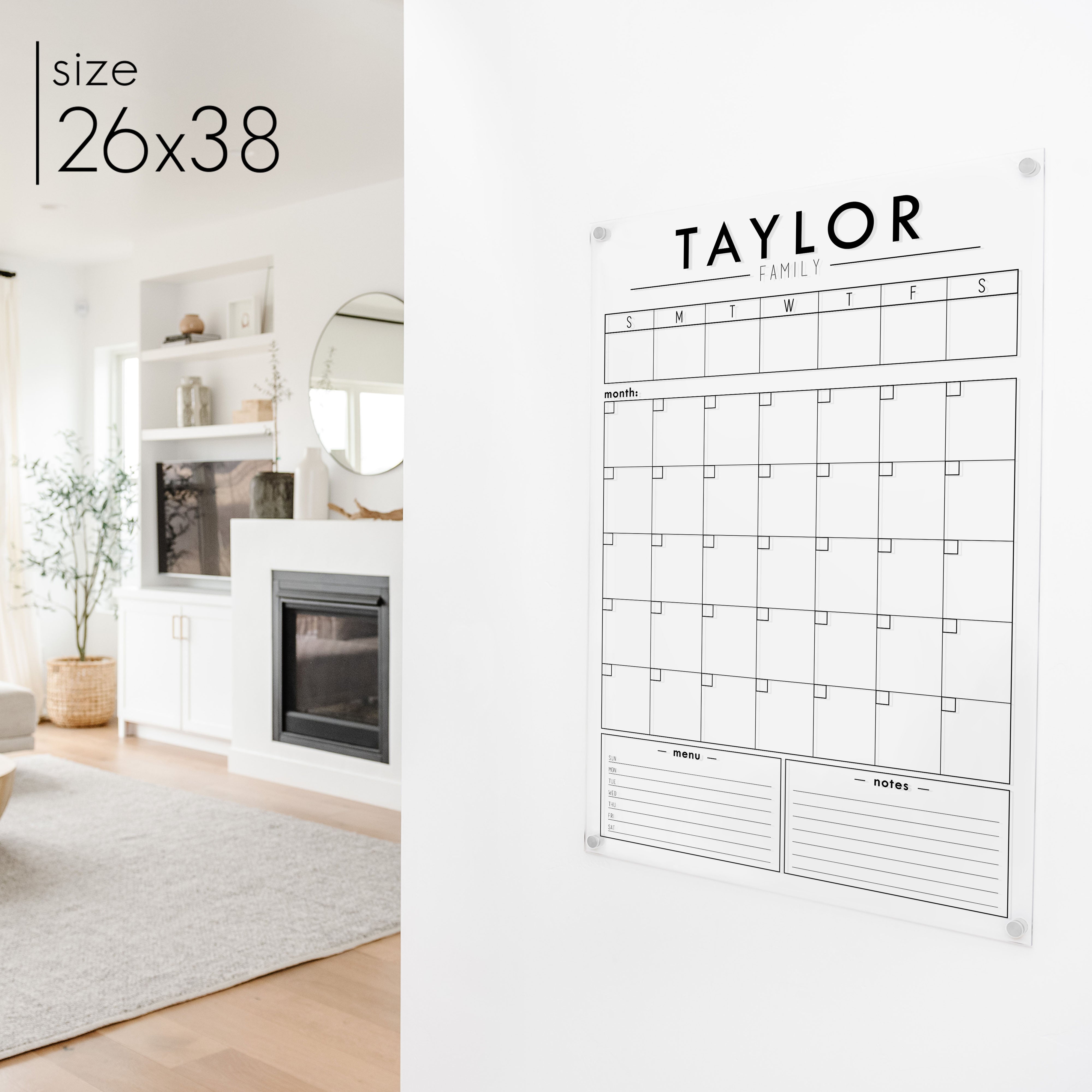 Week & Month Acrylic Calendar + 2 Sections | Vertical Craig