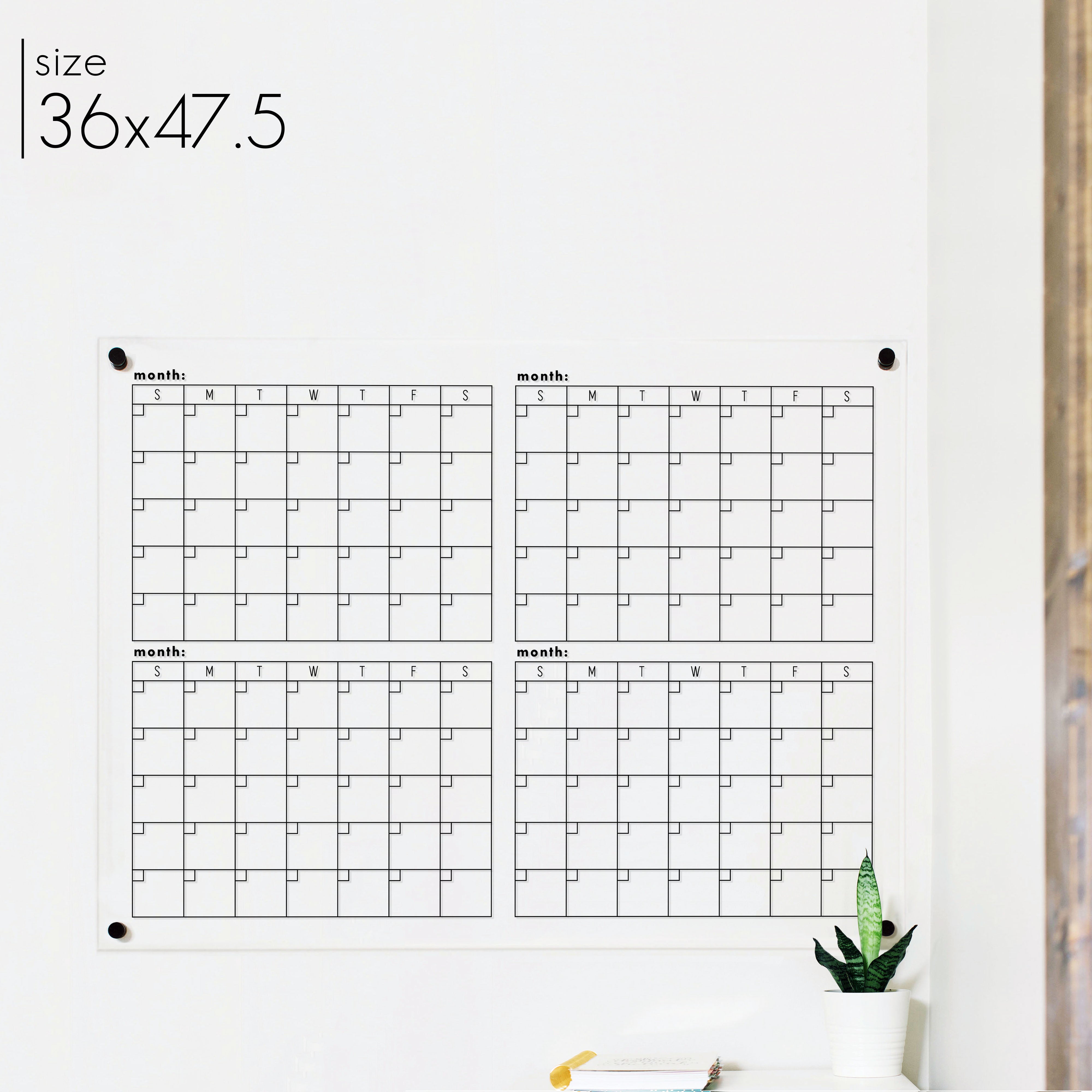 Acrylic 4 Month Quarterly Calendar | Horizontal Multi-Style