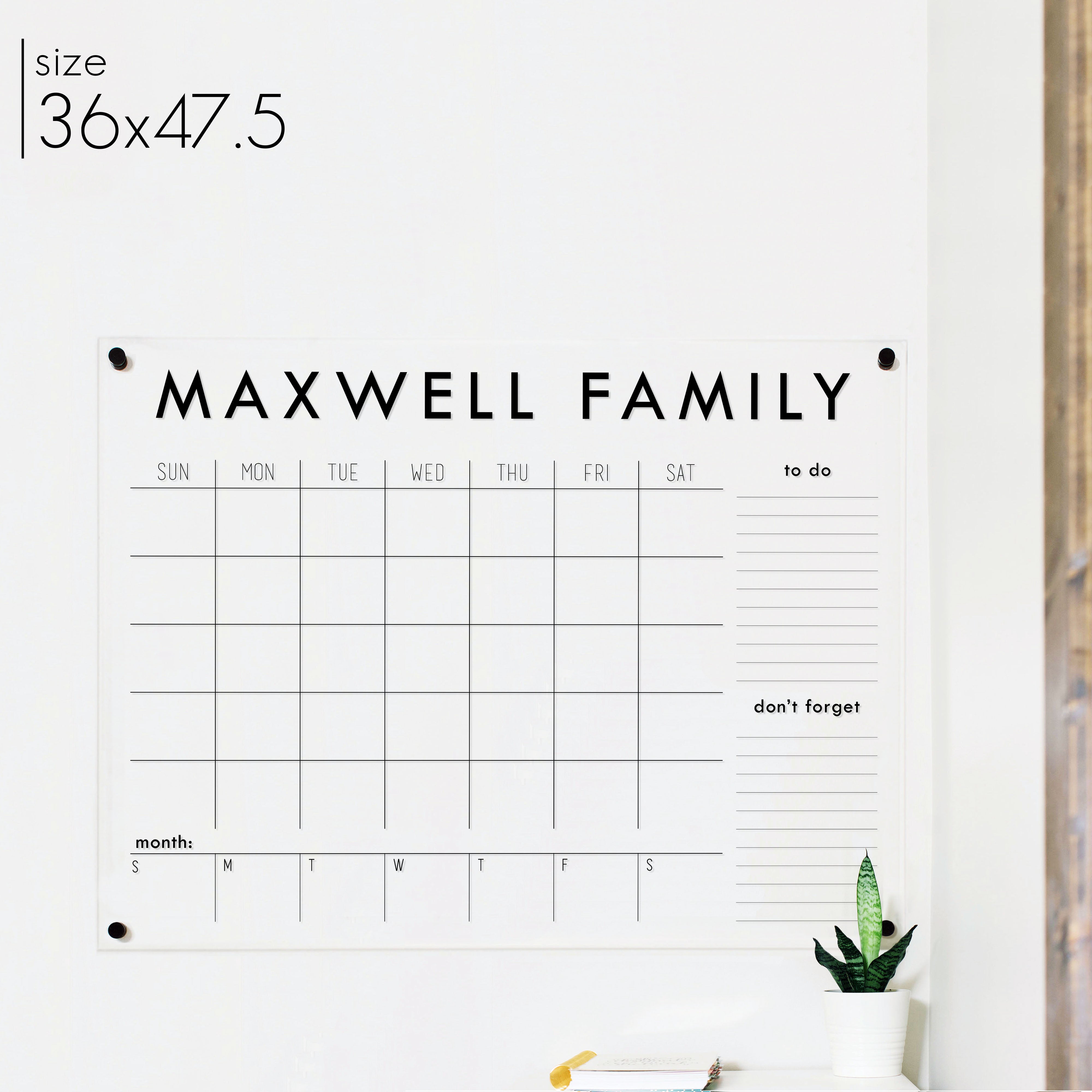 Week & Month Acrylic Calendar + 2 Sections | Horizontal Madi