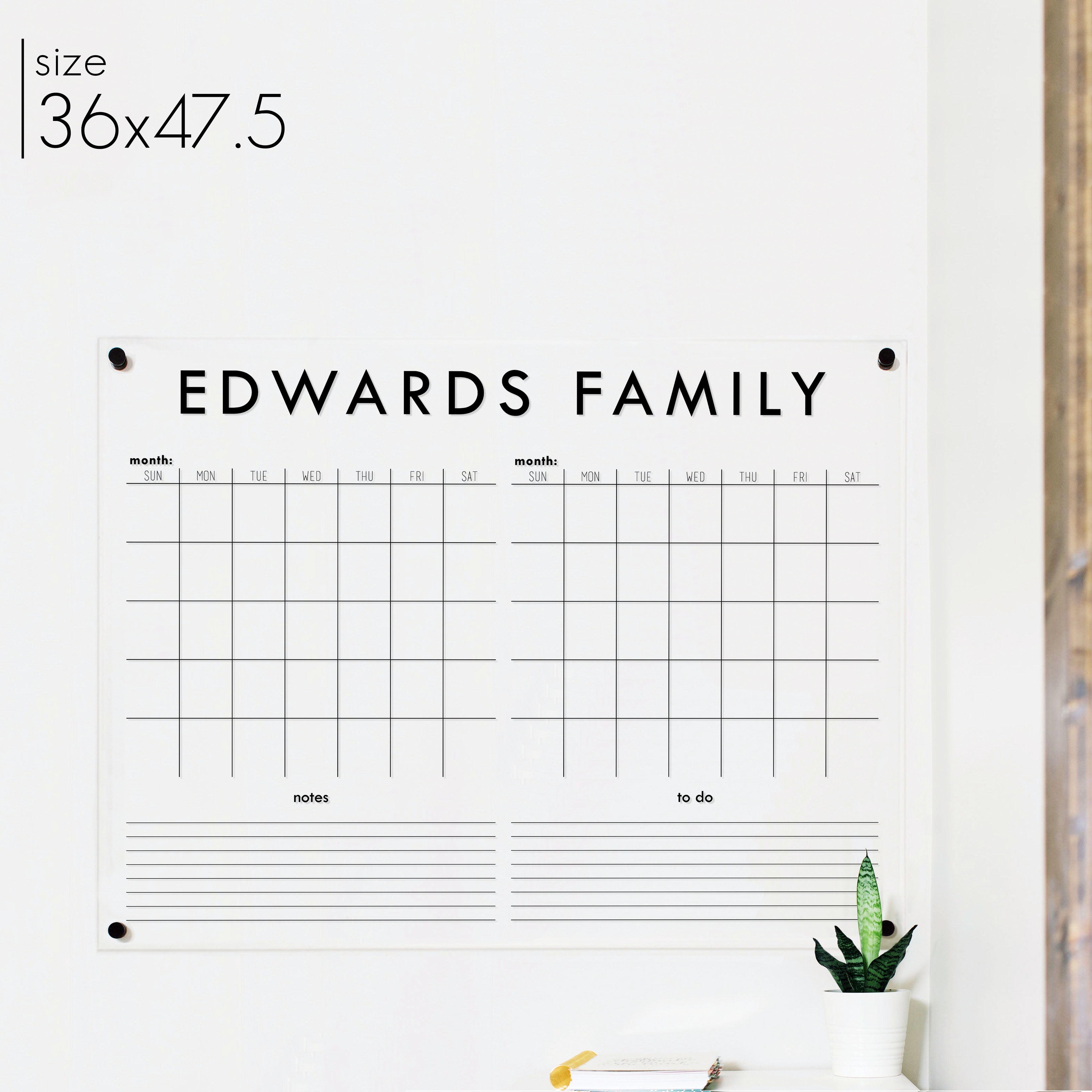 2 Month Acrylic Calendar + 2 Sections | Horizontal Madi