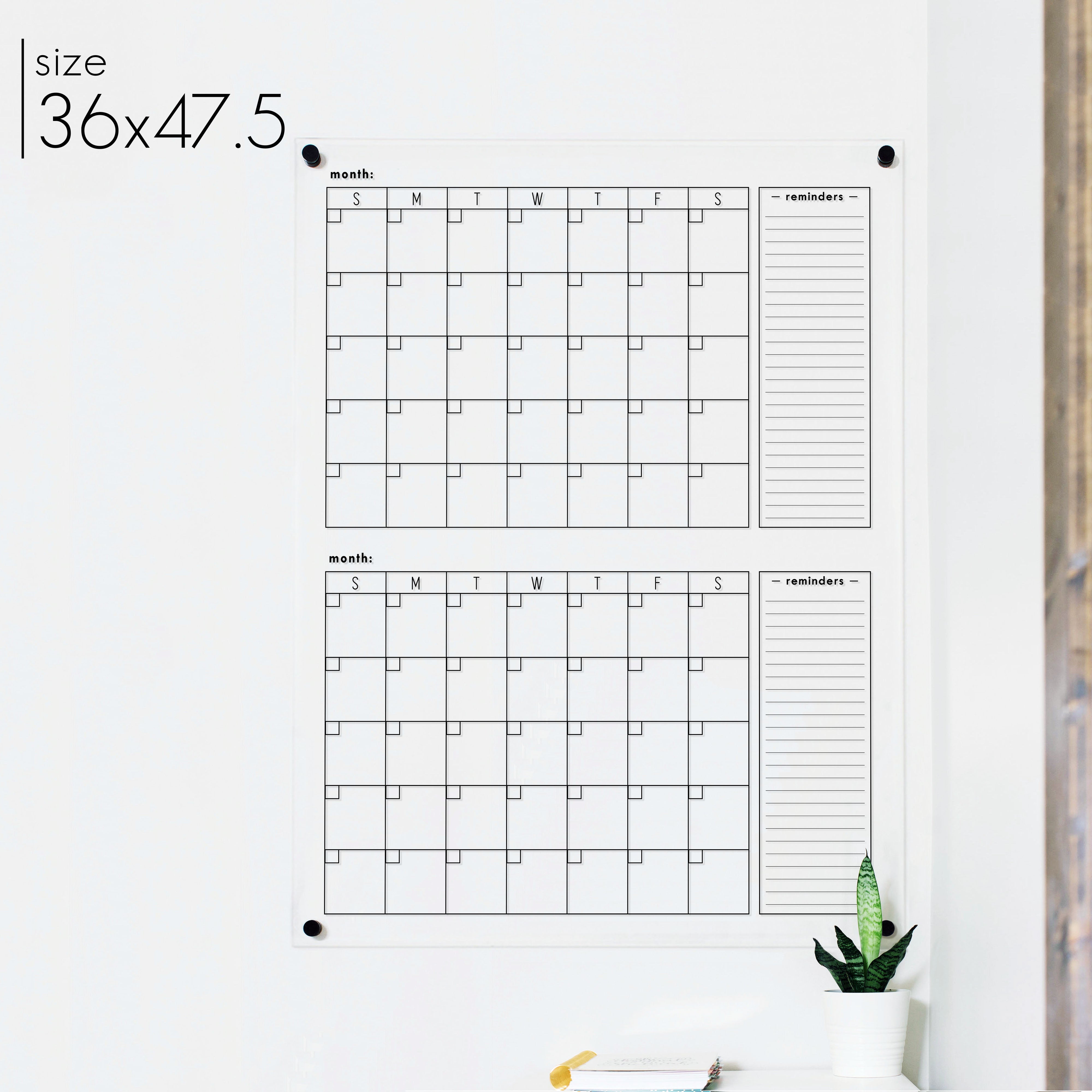 2 Month Acrylic Calendar + 2 Sections | Vertical Multi-Style