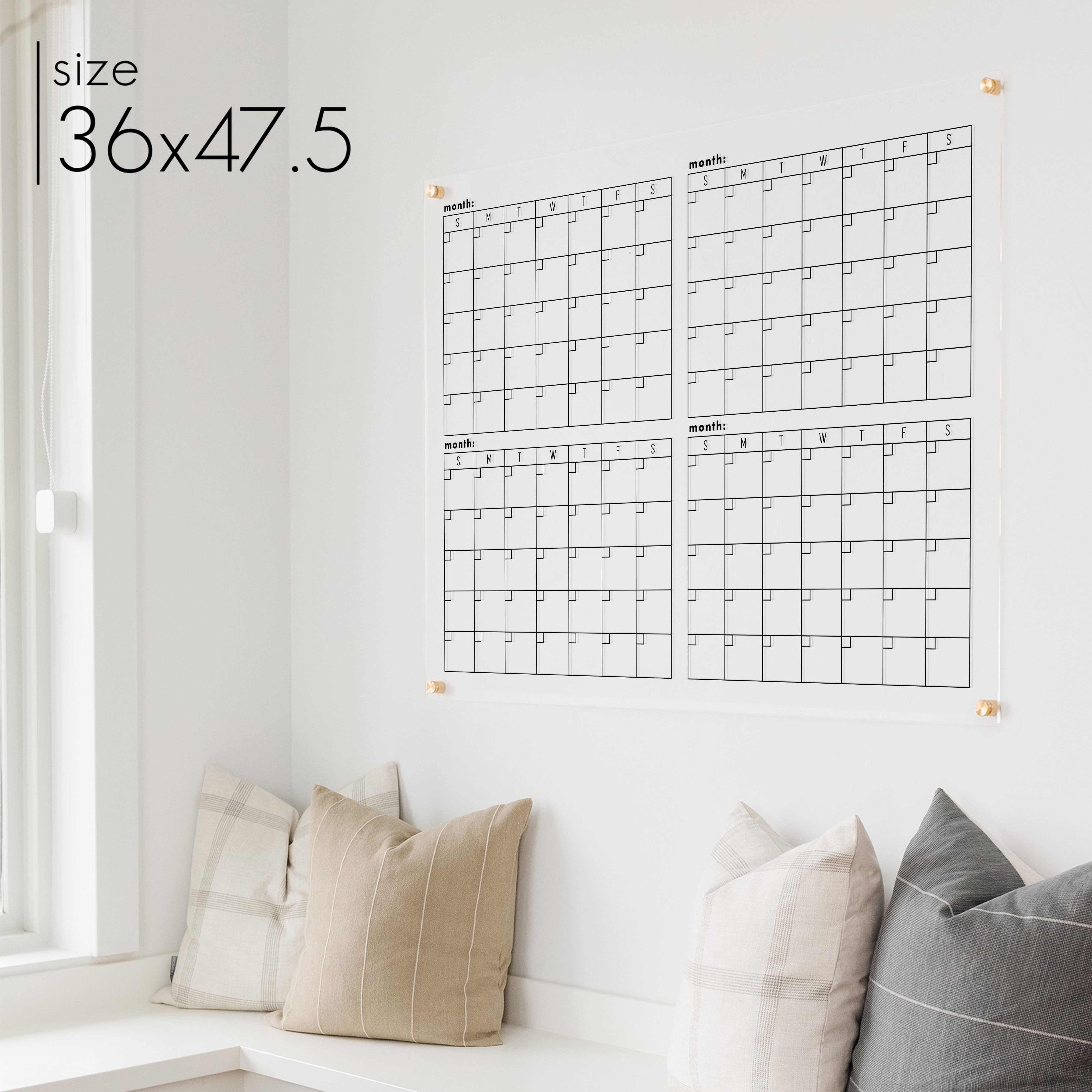 Acrylic 4 Month Quarterly Calendar | Horizontal Multi-Style