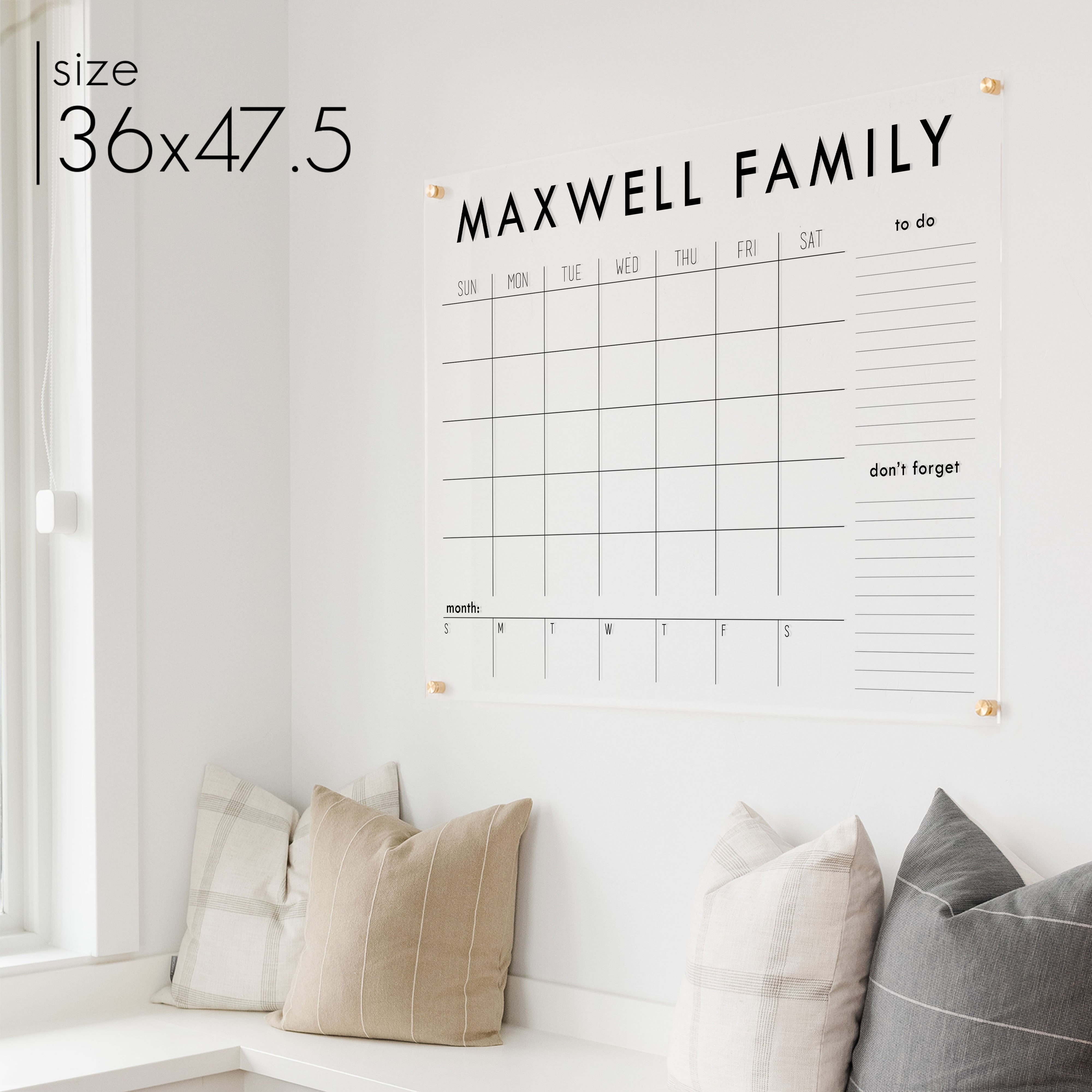 Week & Month Acrylic Calendar + 2 Sections | Horizontal Madi