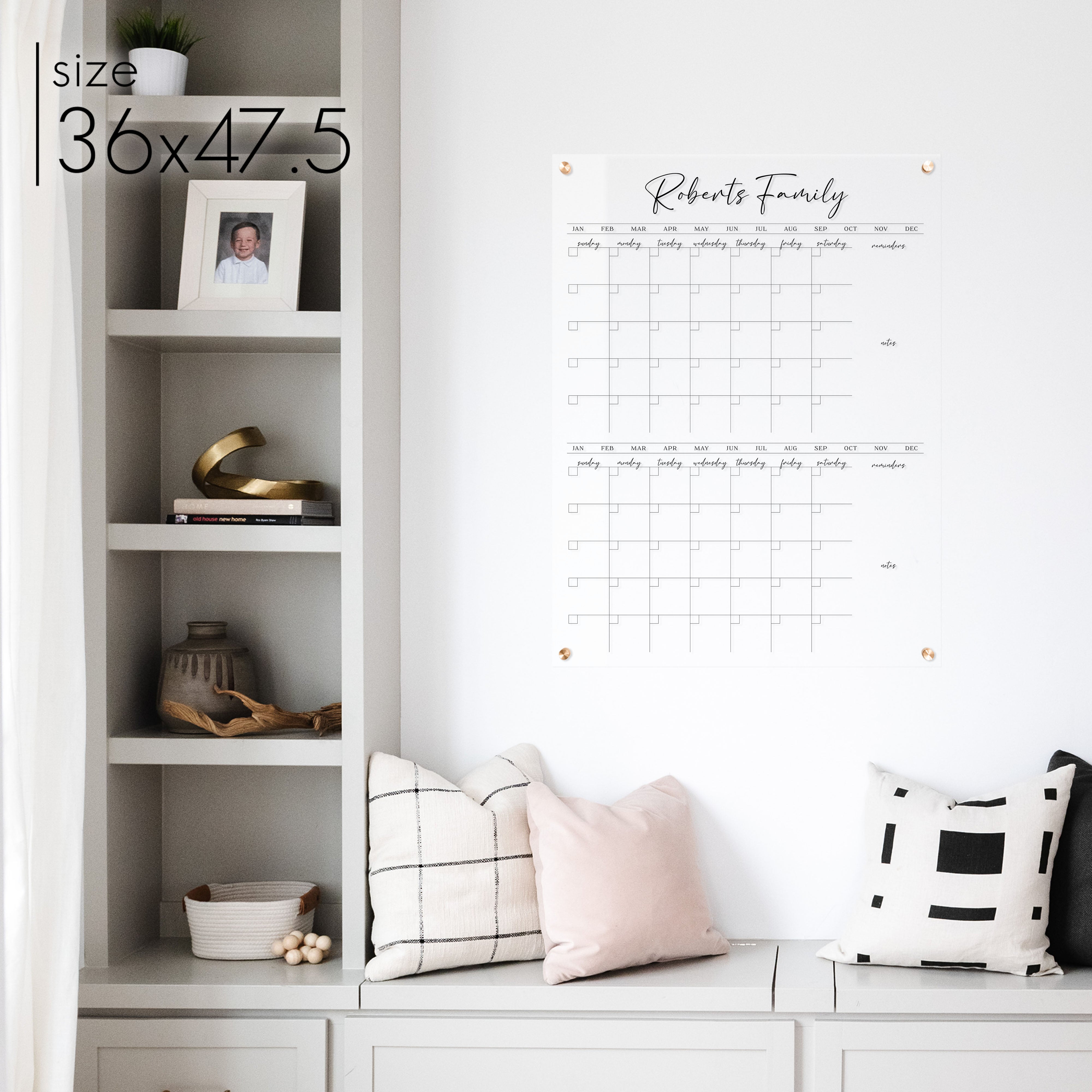 2 Month Acrylic Calendar + 4 Sections | Vertical Pennington