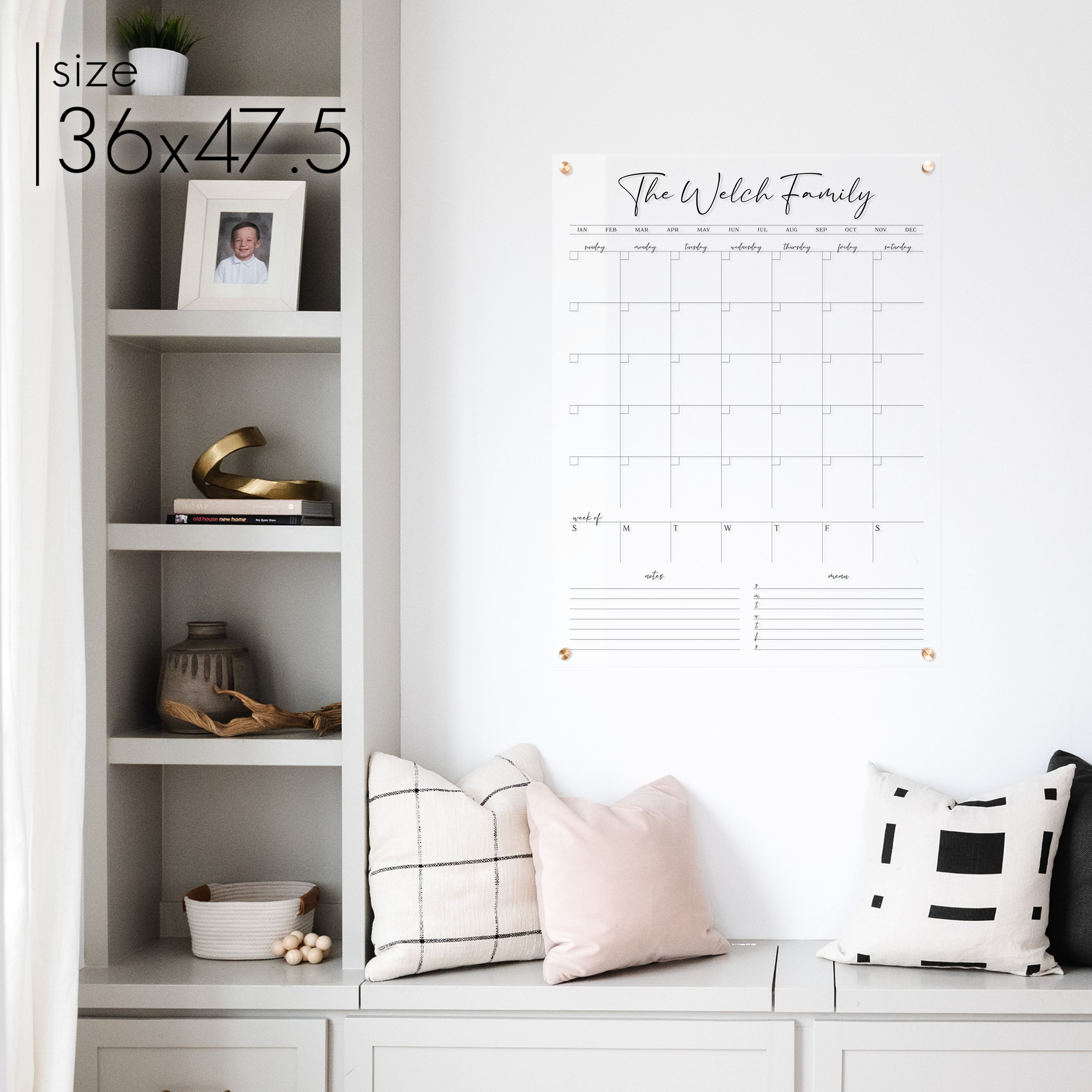 Week & Month Acrylic Calendar + 2 Sections | Vertical Pennington
