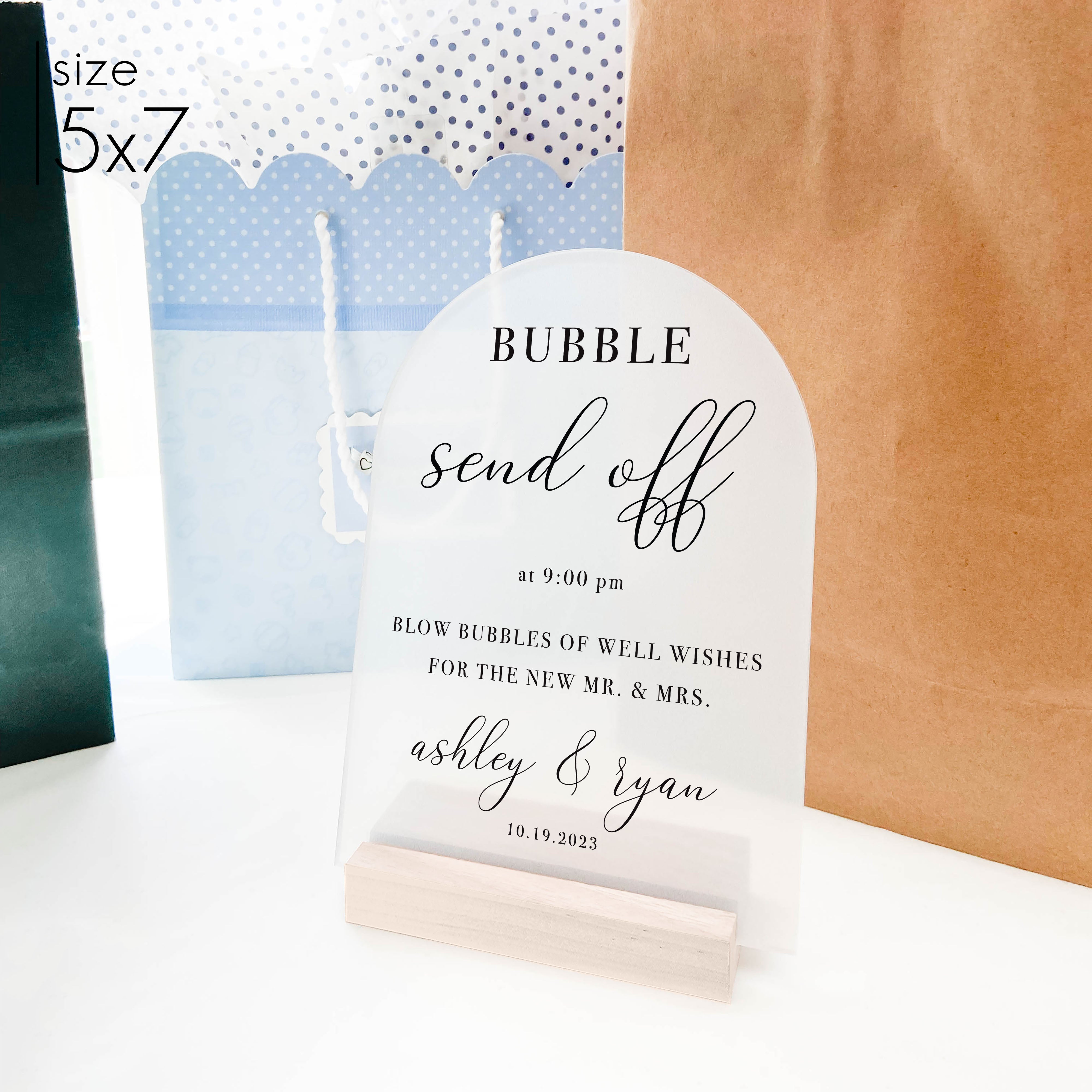 Frosted Acrylic Bubble Sendoff Sign | Vertical Brooklyn