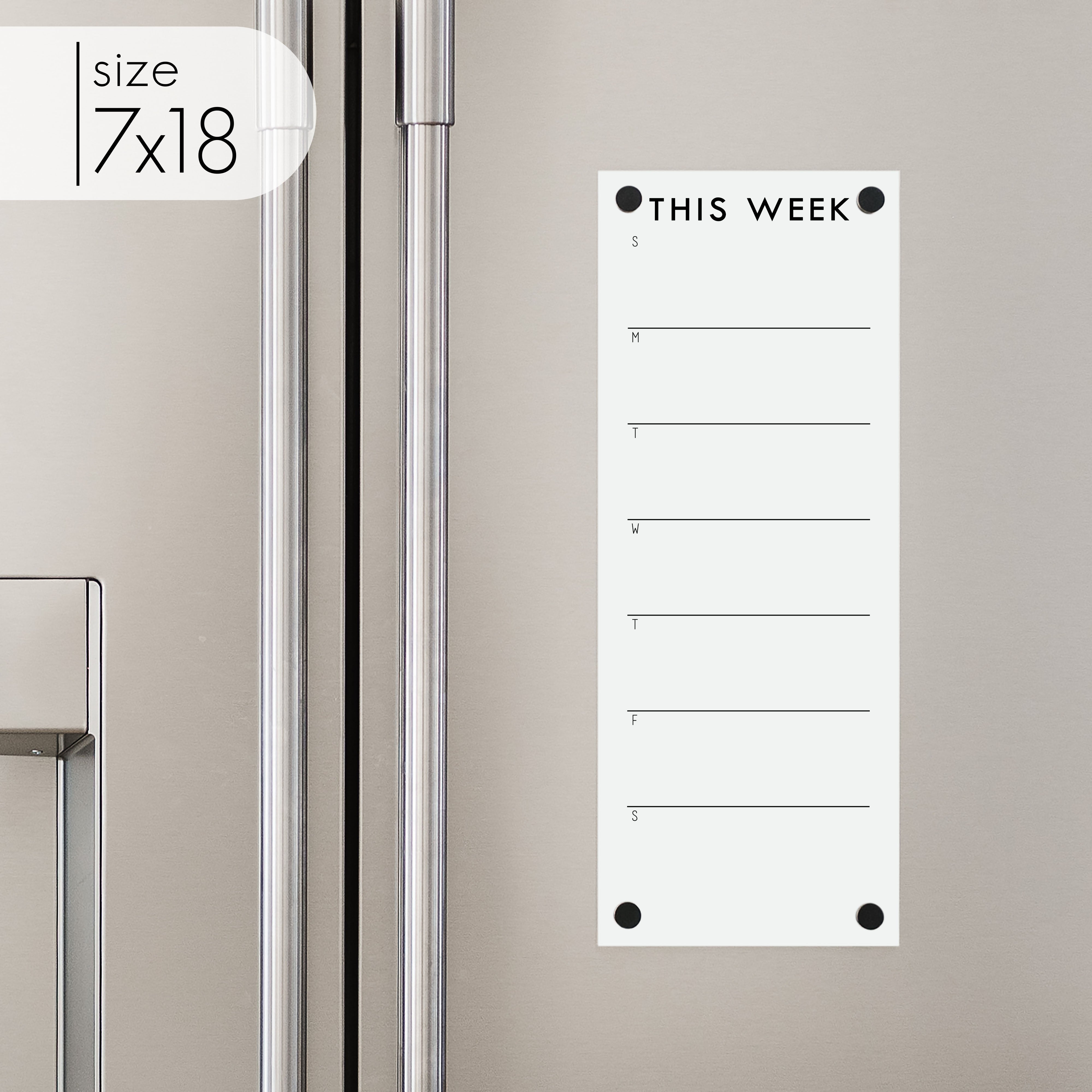 Slim Weekly Acrylic White Fridge Calendar + 1 Section | Vertical Madi