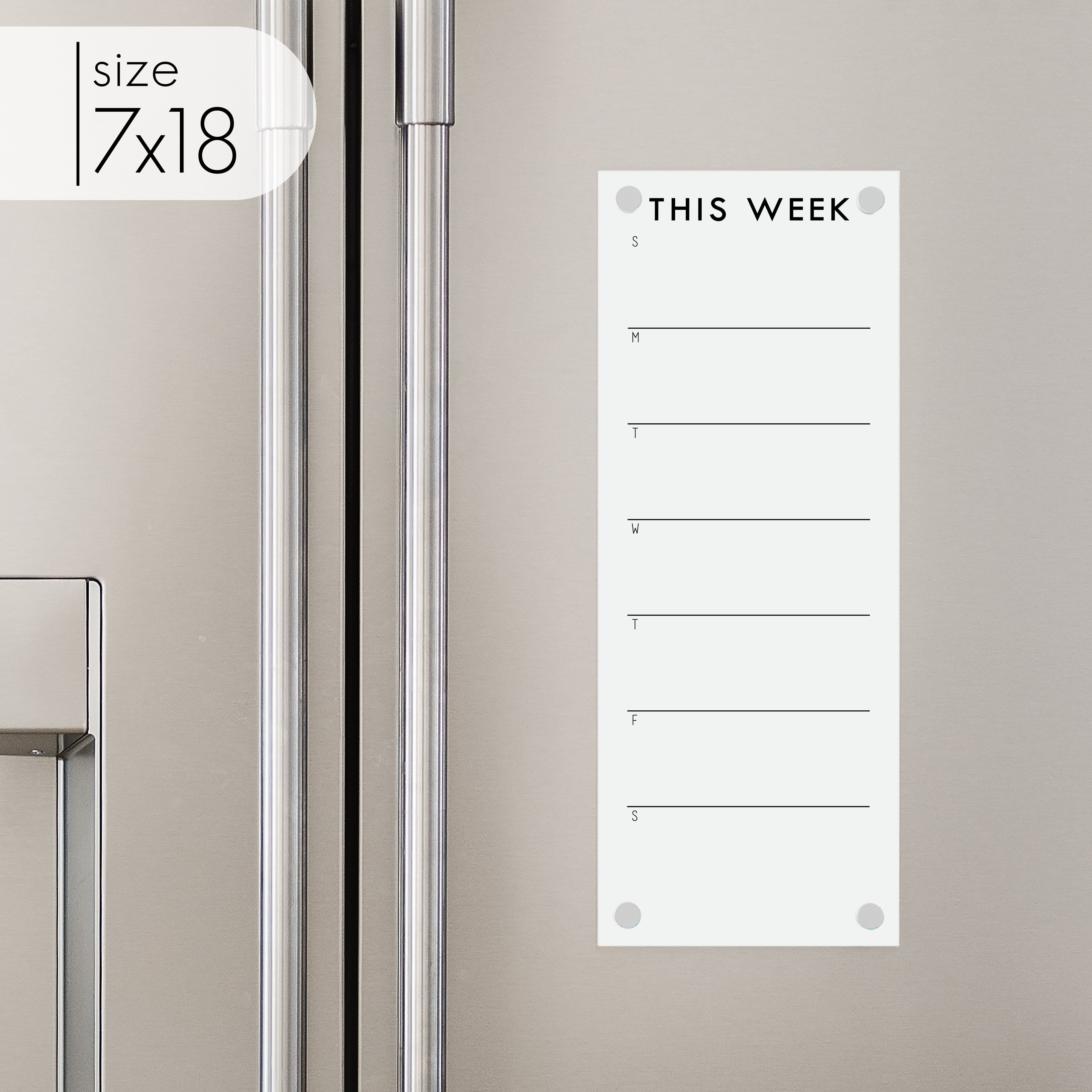 Slim Weekly Acrylic White Fridge Calendar + 1 Section | Vertical Madi