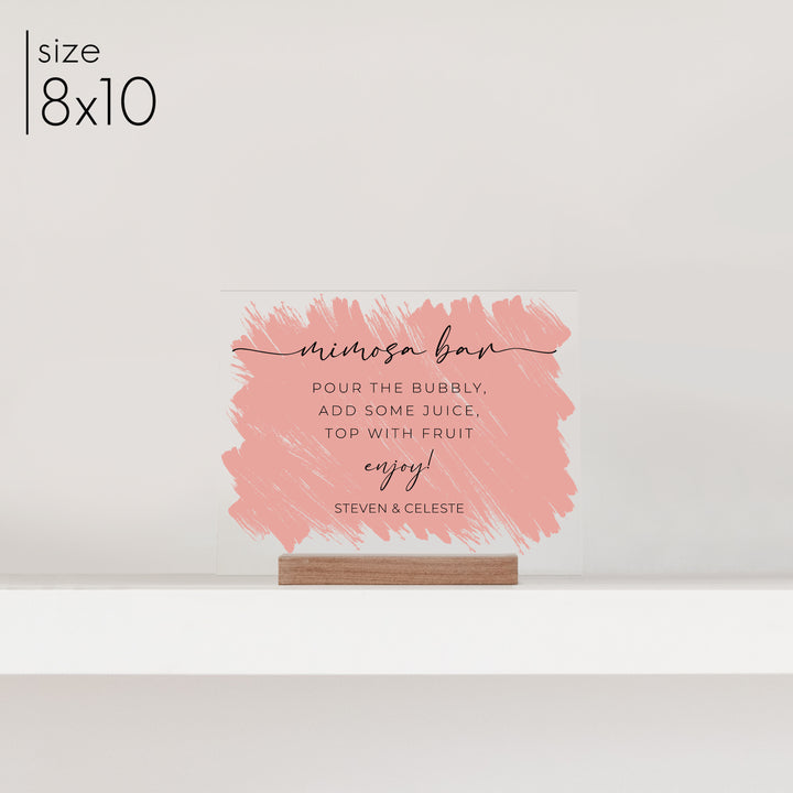 Small Brushed Acrylic Mimosa Bar Sign | Horizontal Olivia