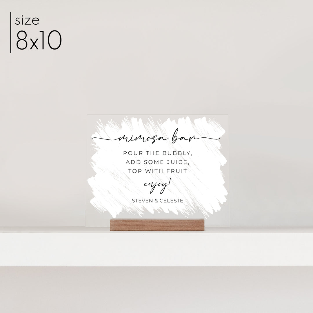 Small Brushed Acrylic Mimosa Bar Sign | Horizontal Olivia