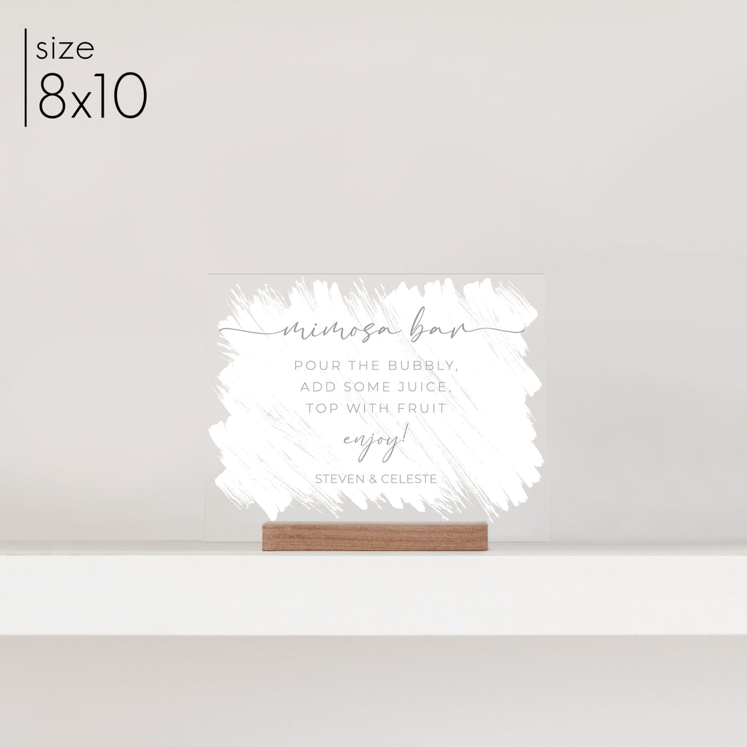 Small Brushed Acrylic Mimosa Bar Sign | Horizontal Olivia