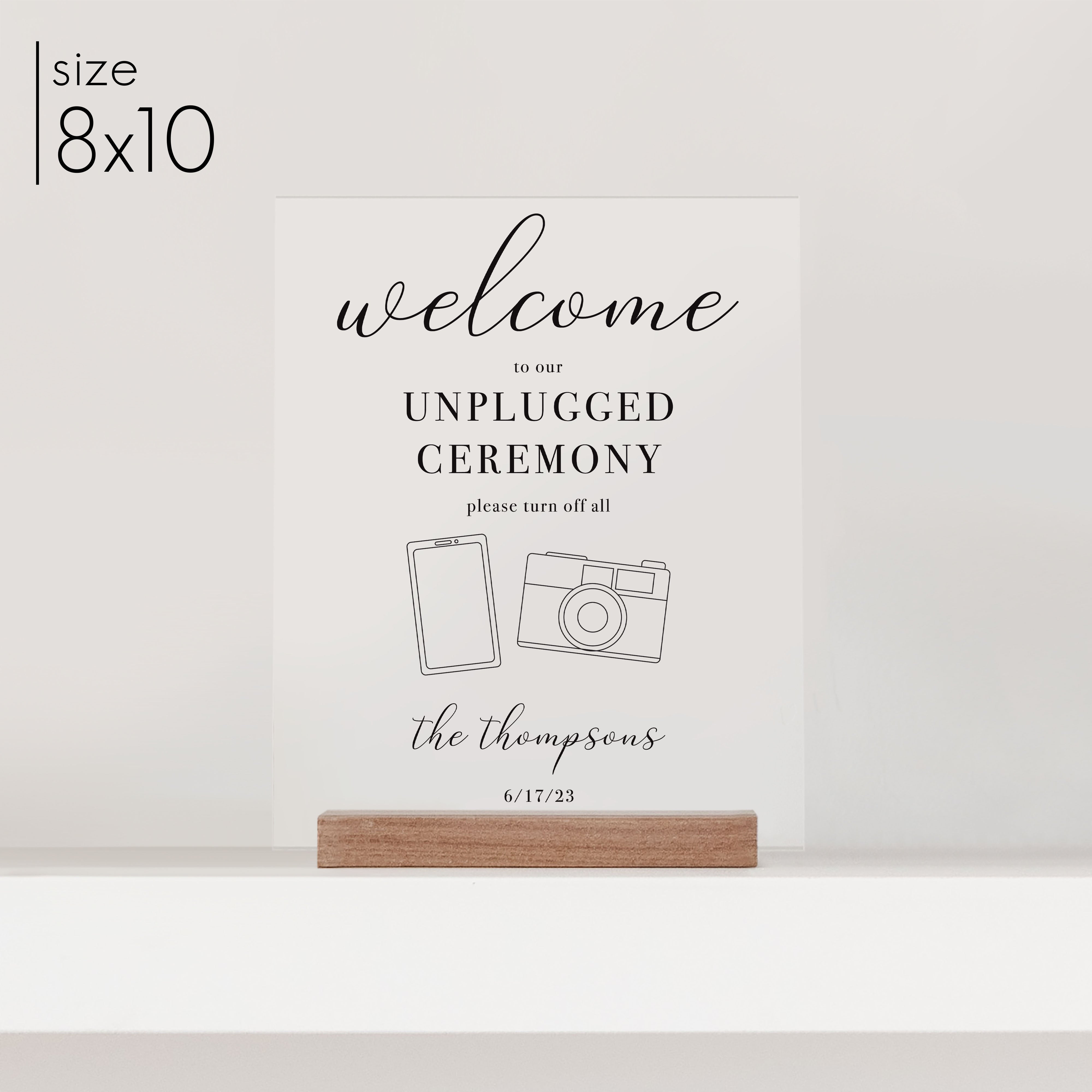 Clear Acrylic Unplugged Ceremony Sign | Vertical Brooklyn