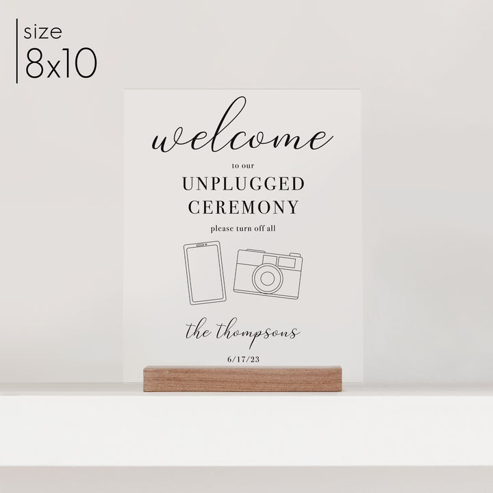Clear Acrylic Unplugged Ceremony Sign | Vertical Brooklyn