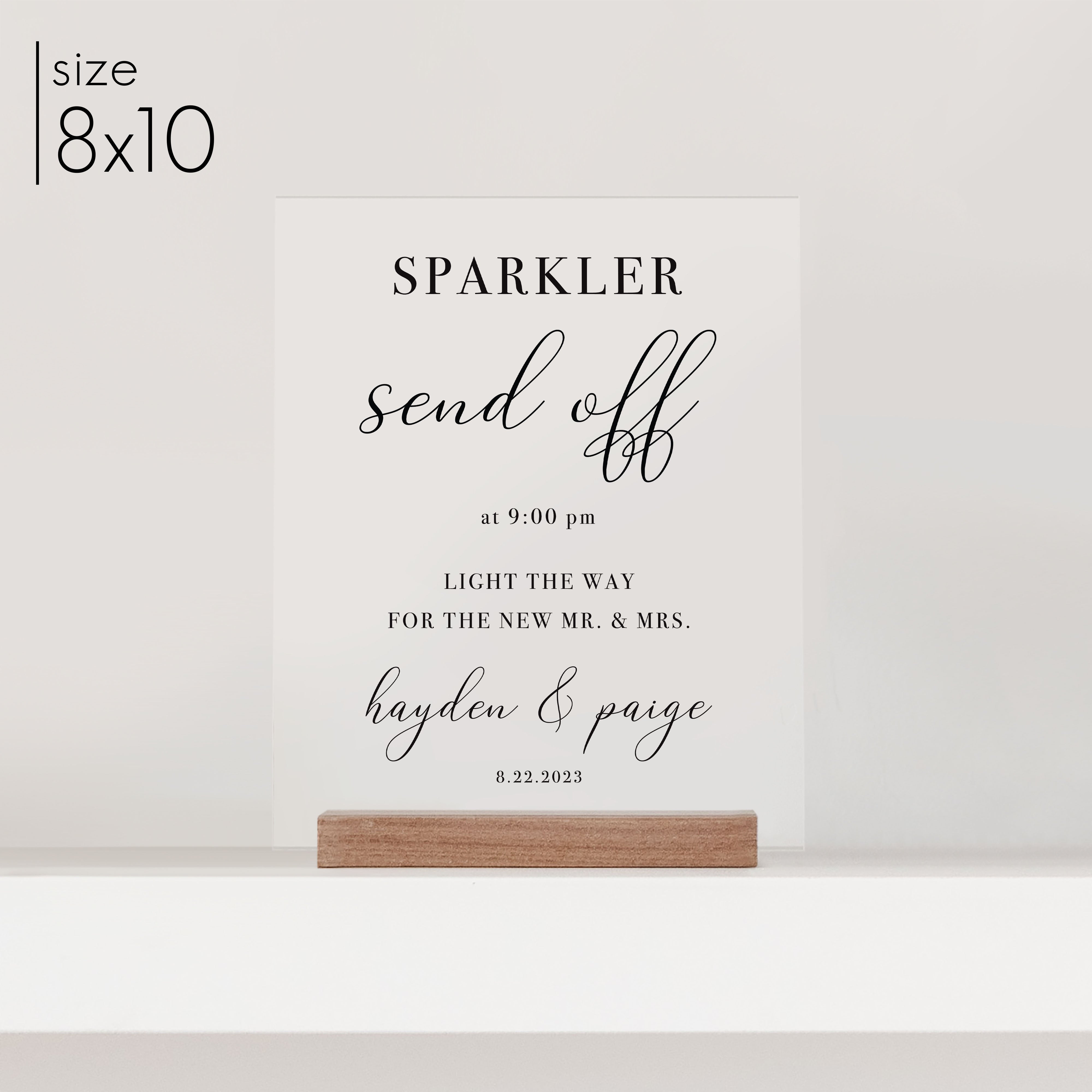 Clear Acrylic Sparkler Send Off Sign | Vertical Brooklyn