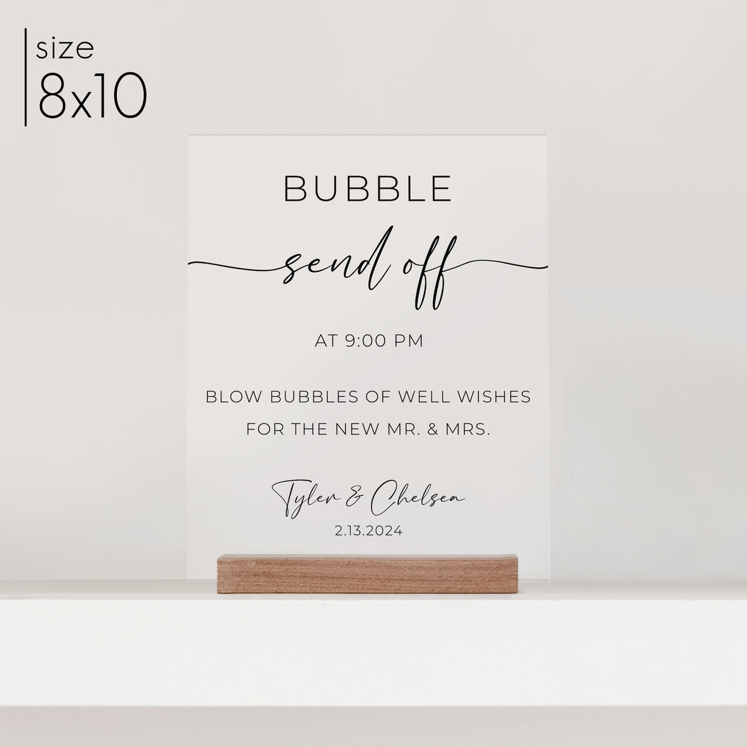 Clear Acrylic Bubble Send Off Sign | Vertical Olivia