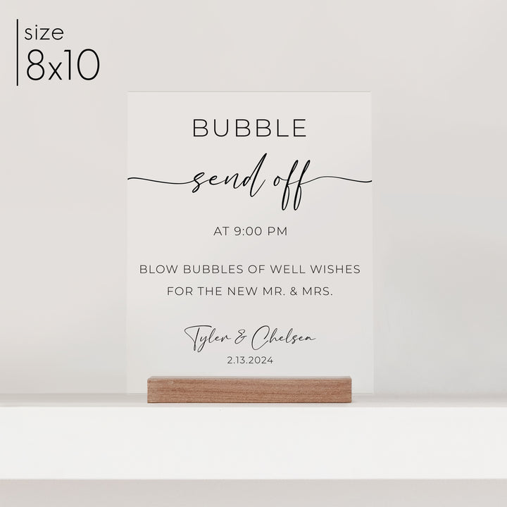Clear Acrylic Bubble Send Off Sign | Vertical Olivia
