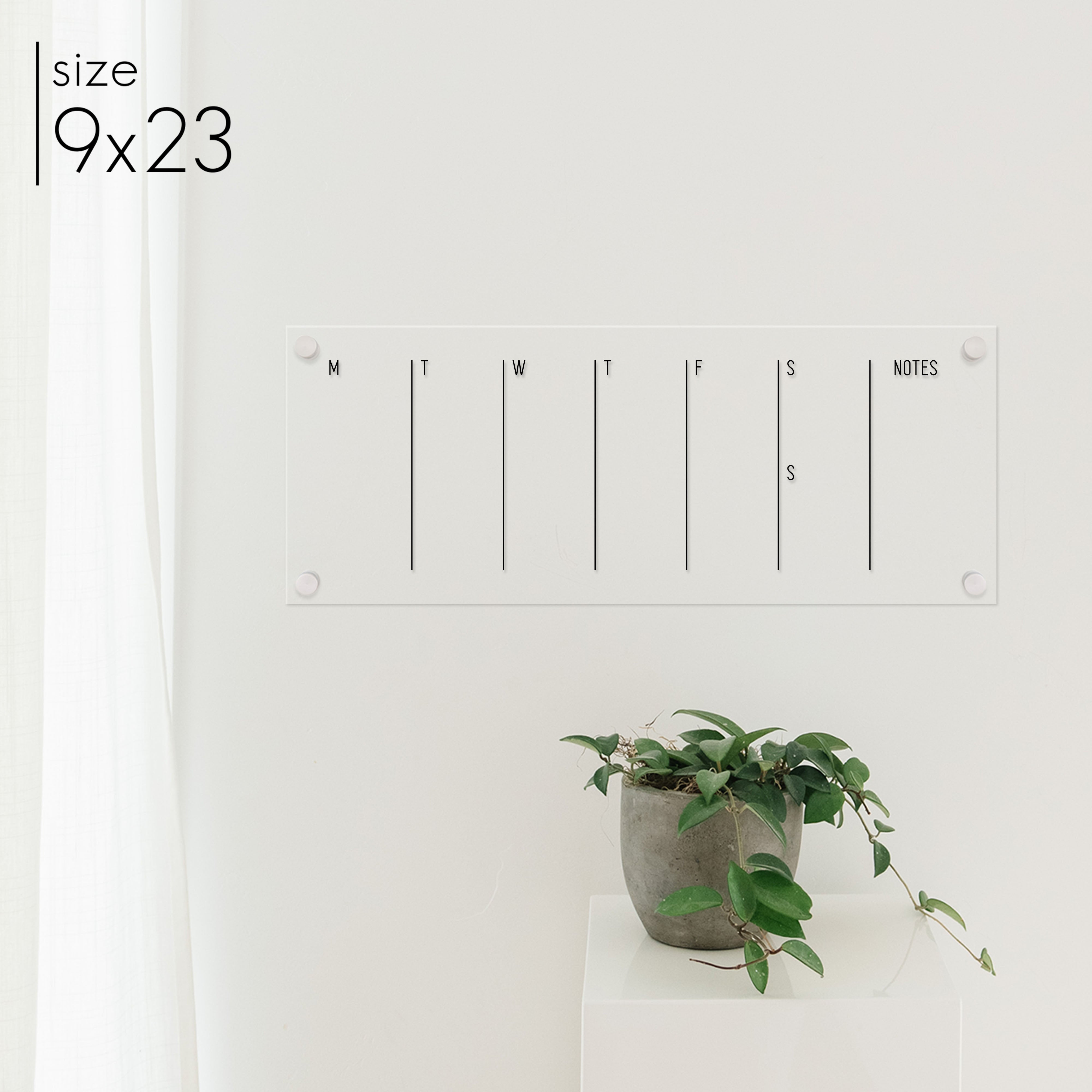 Slim Weekly Acrylic Calendar + 1 Section | Horizontal Multi-Style