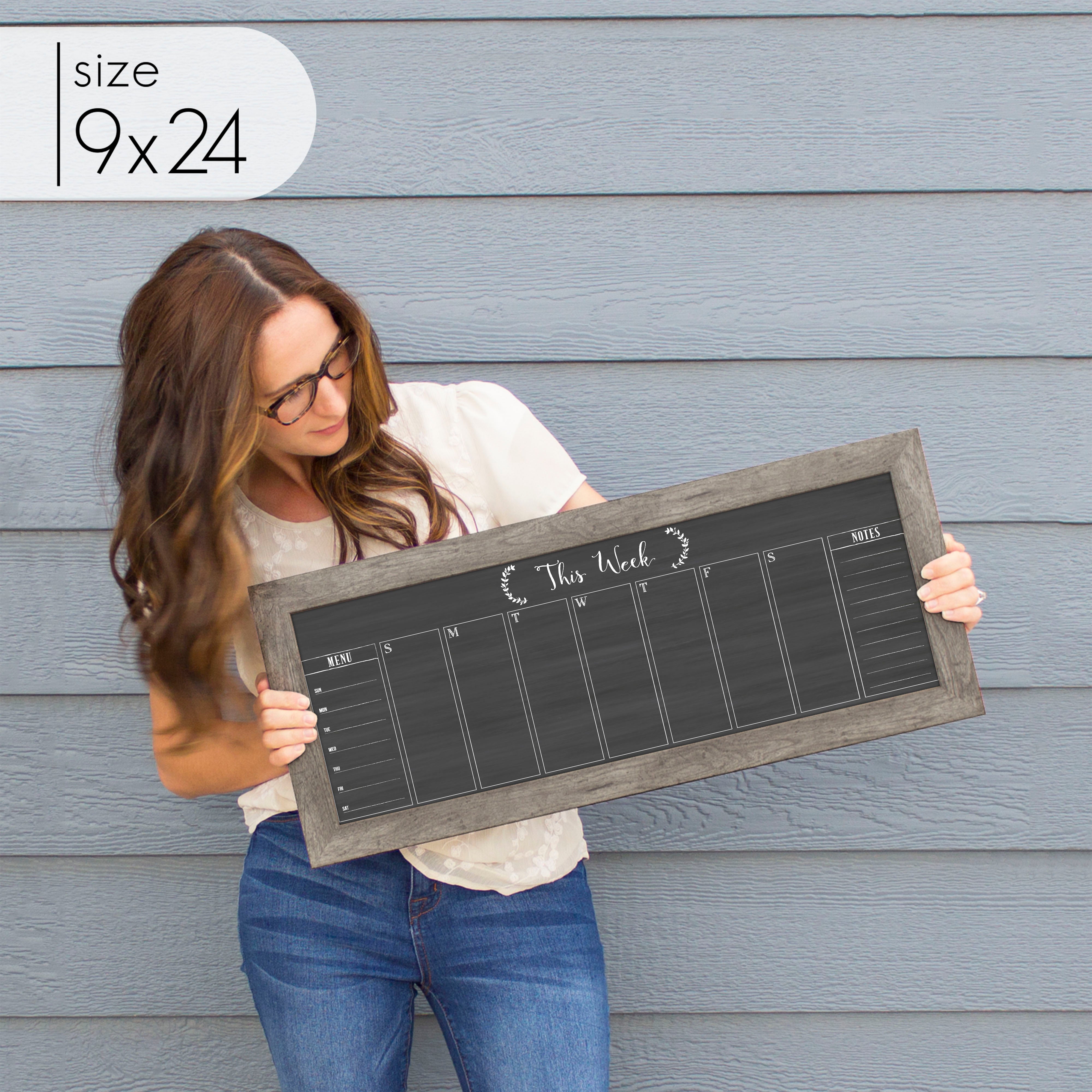 Slim Weekly Framed Chalkboard + 2 sections | Horizontal Eagleton