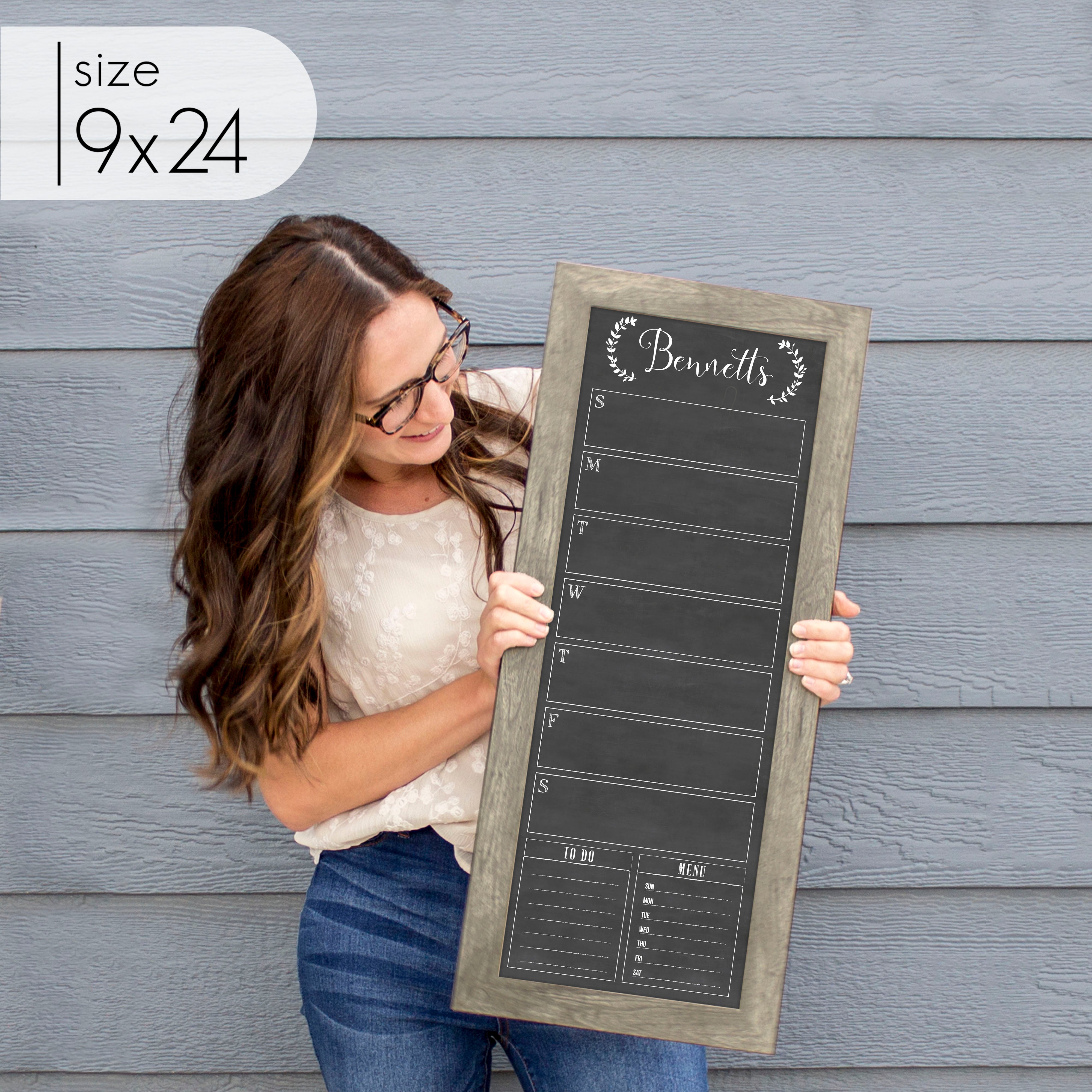 Slim Weekly Framed Chalkboard + 2 sections | Vertical Eagleton