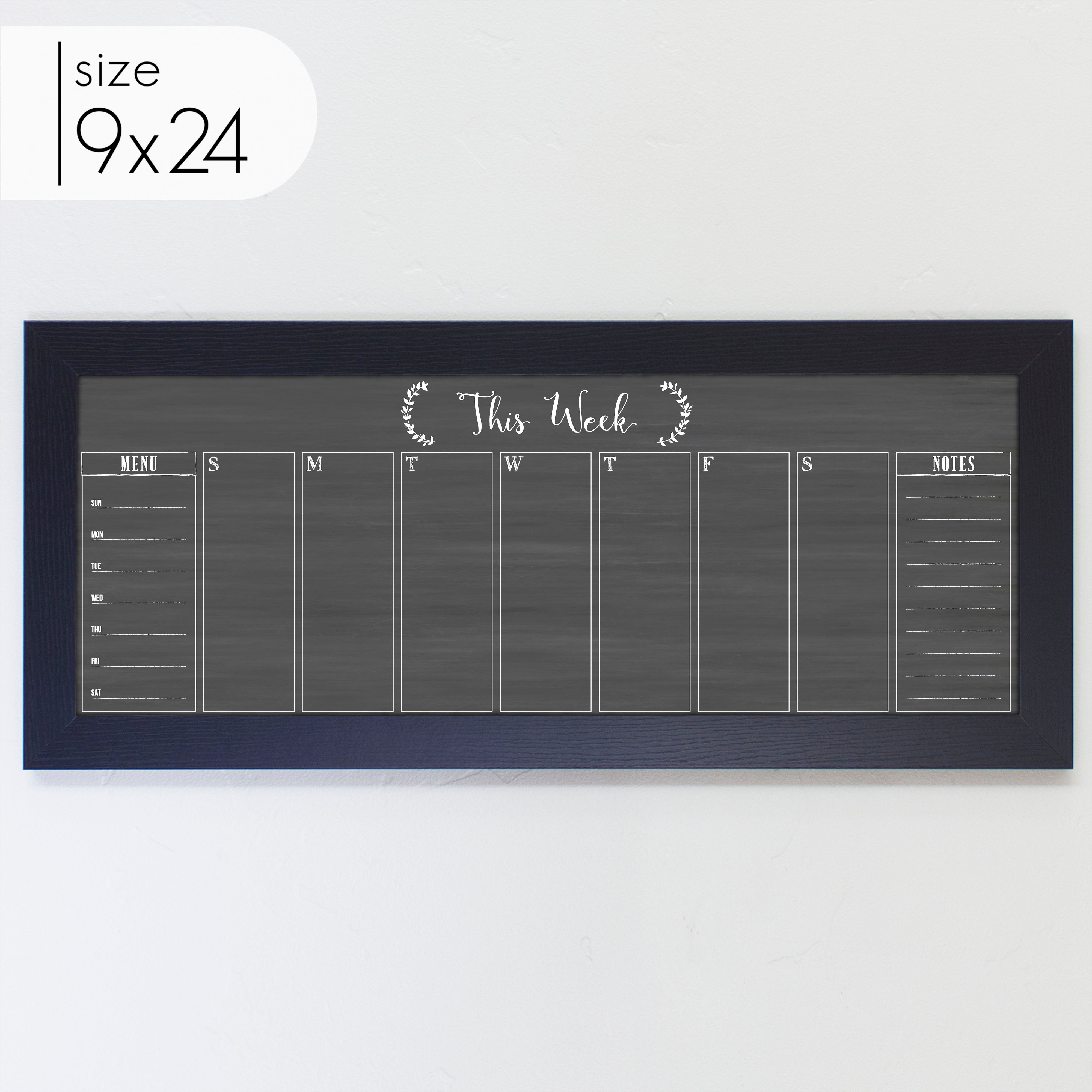 Slim Weekly Framed Chalkboard + 2 sections | Horizontal Eagleton