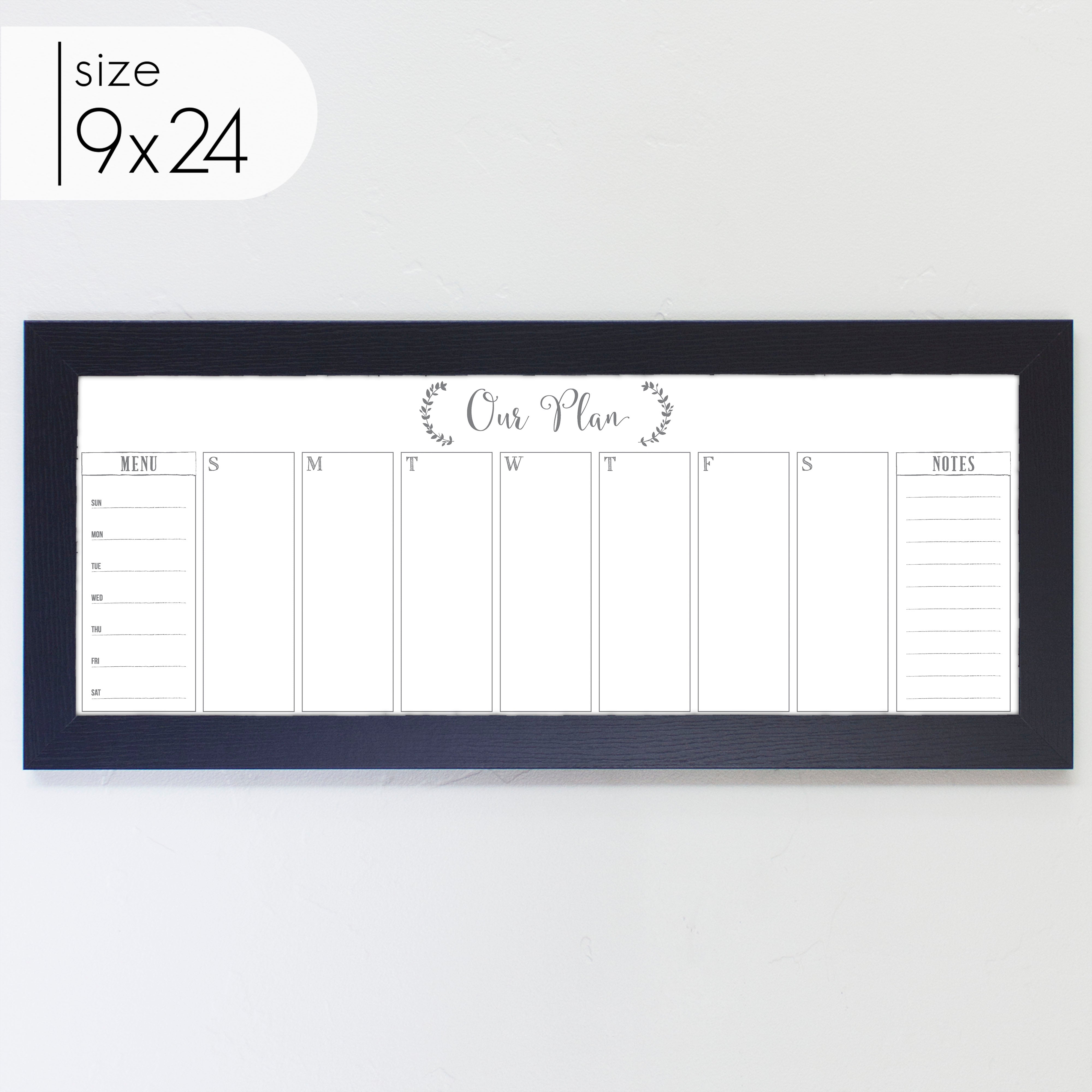 Slim Weekly Framed Whiteboard + 2 sections | Horizontal Eagleton
