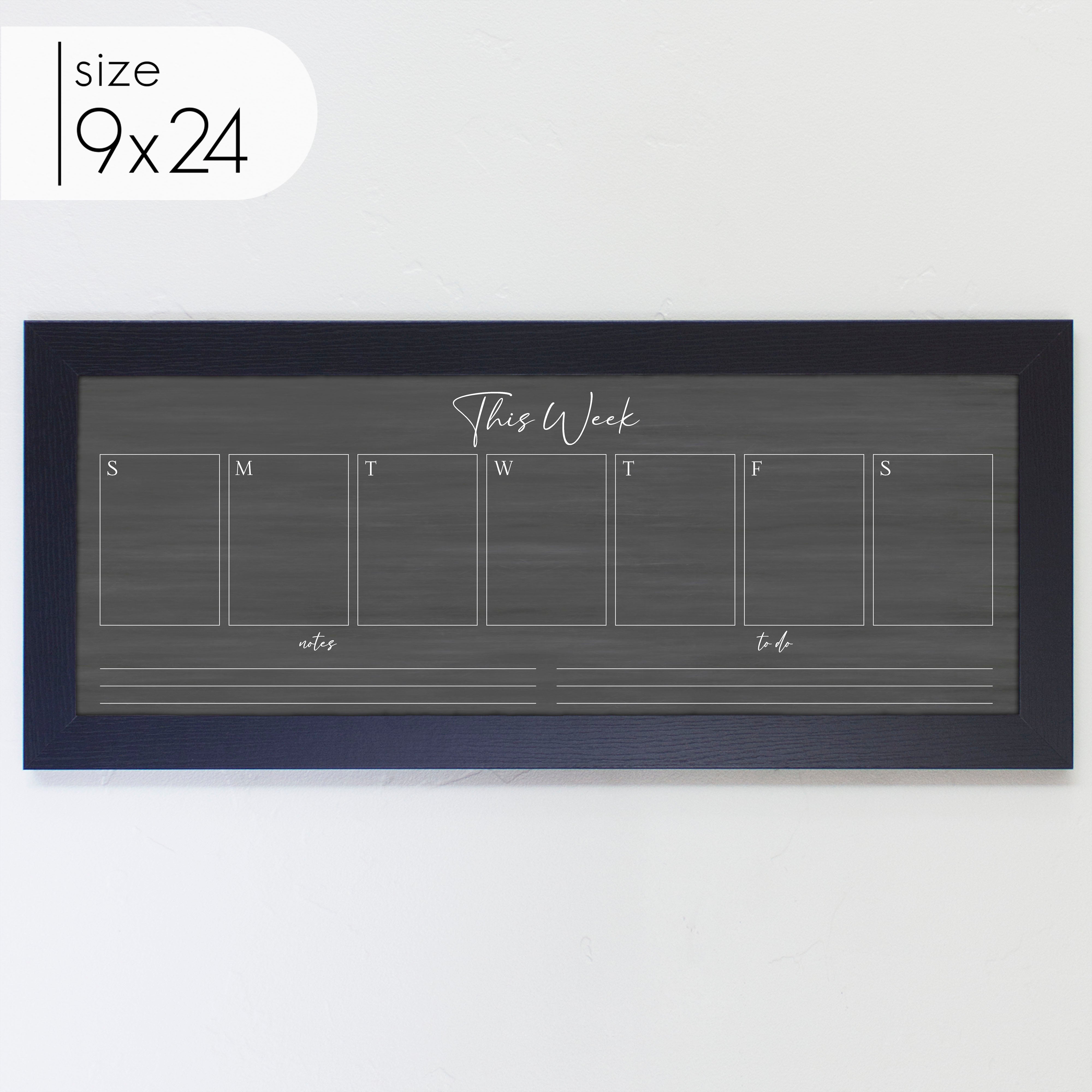 Slim Weekly Framed Chalkboard + 2 sections | Horizontal Pennington