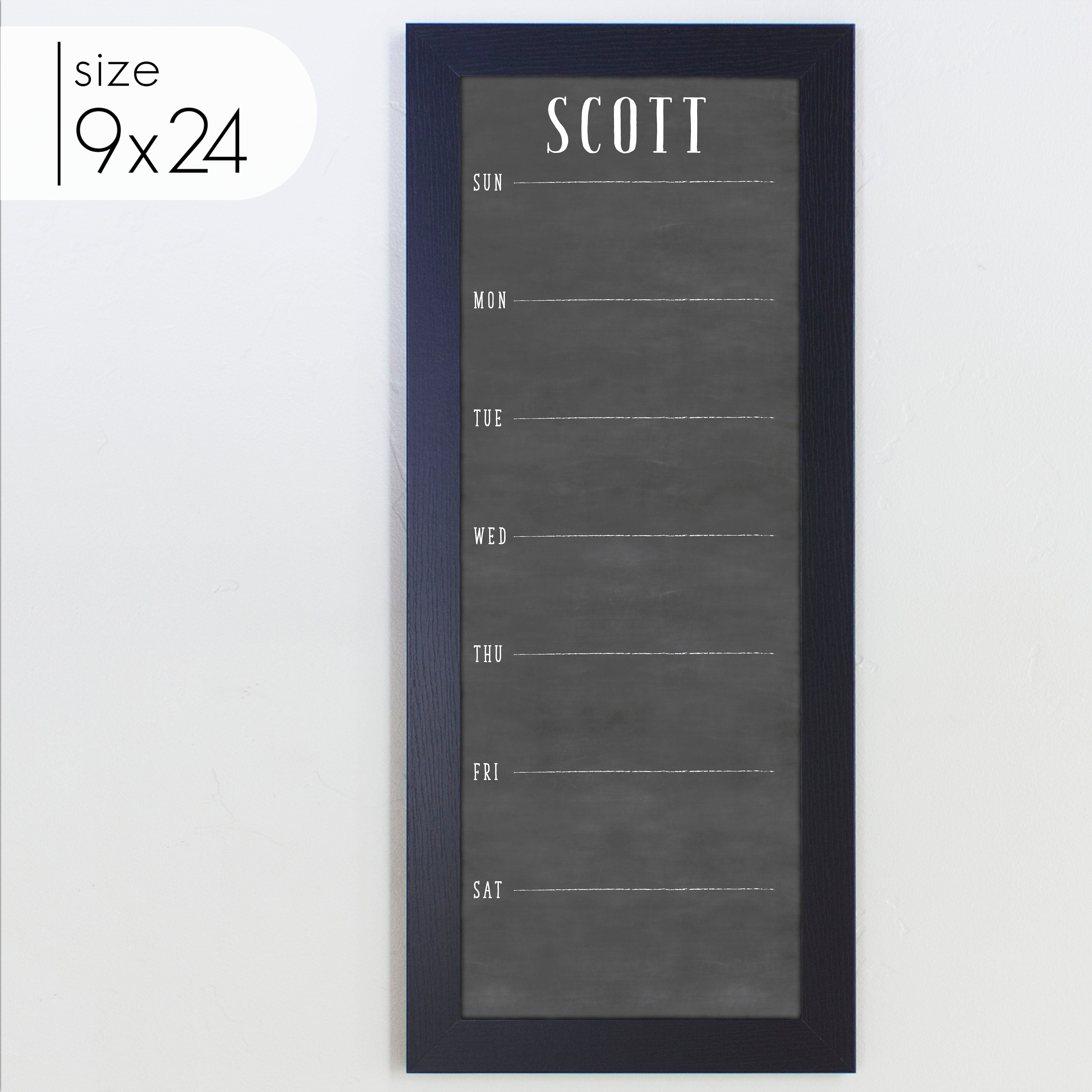 Slim Weekly Framed Chalkboard | Vertical Swanson