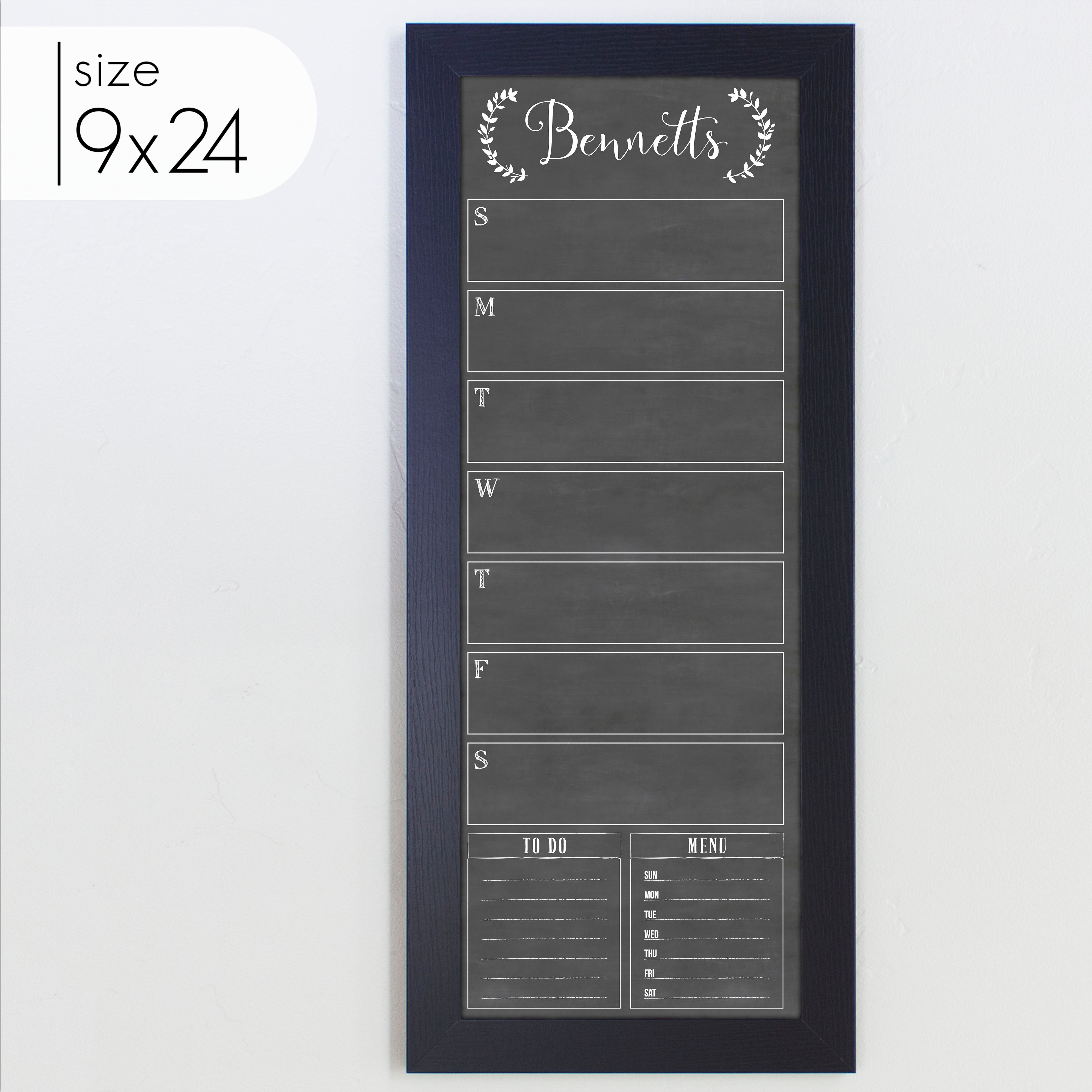 Slim Weekly Framed Chalkboard + 2 sections | Vertical Eagleton