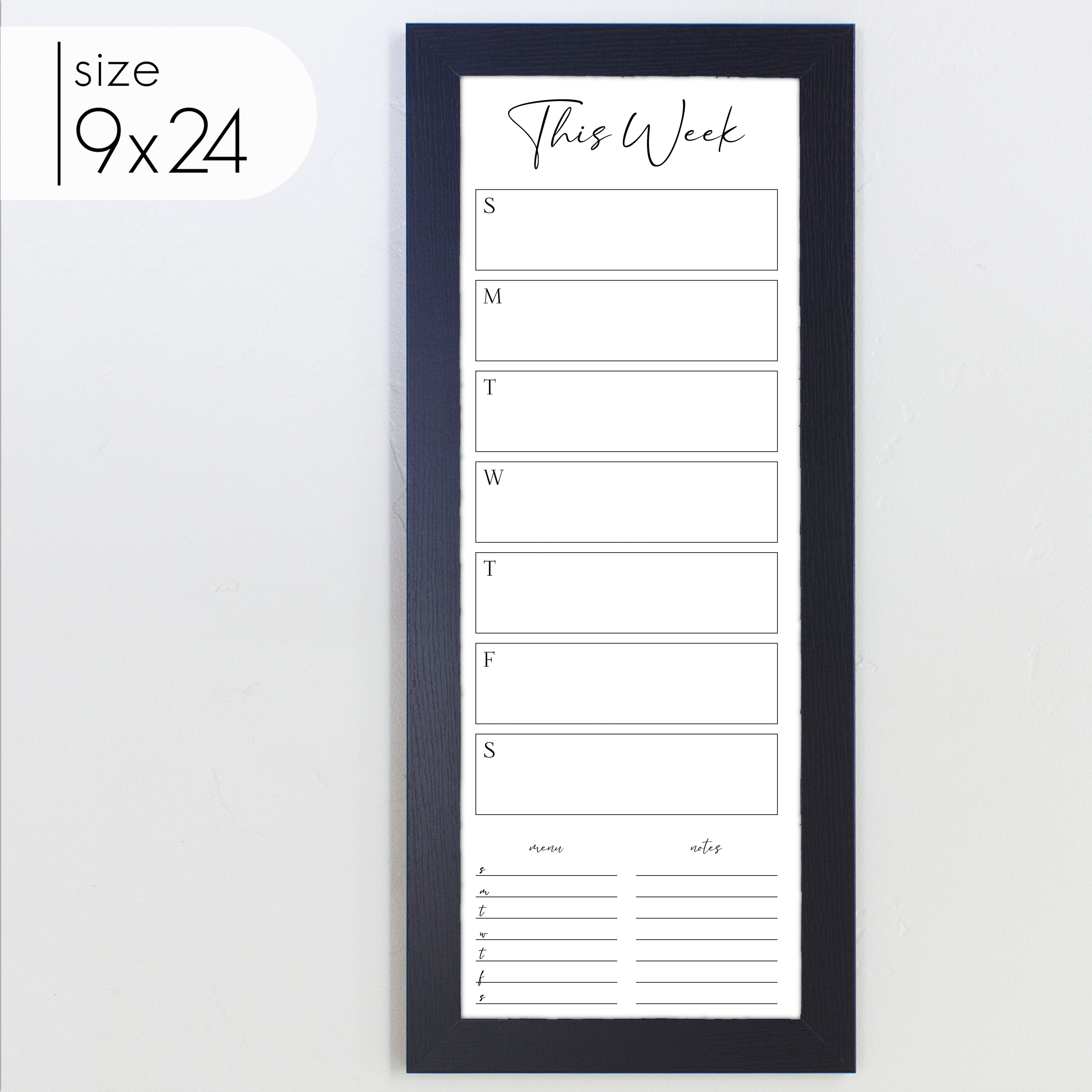 Slim Weekly Framed Whiteboard + 2 sections | Vertical Pennington