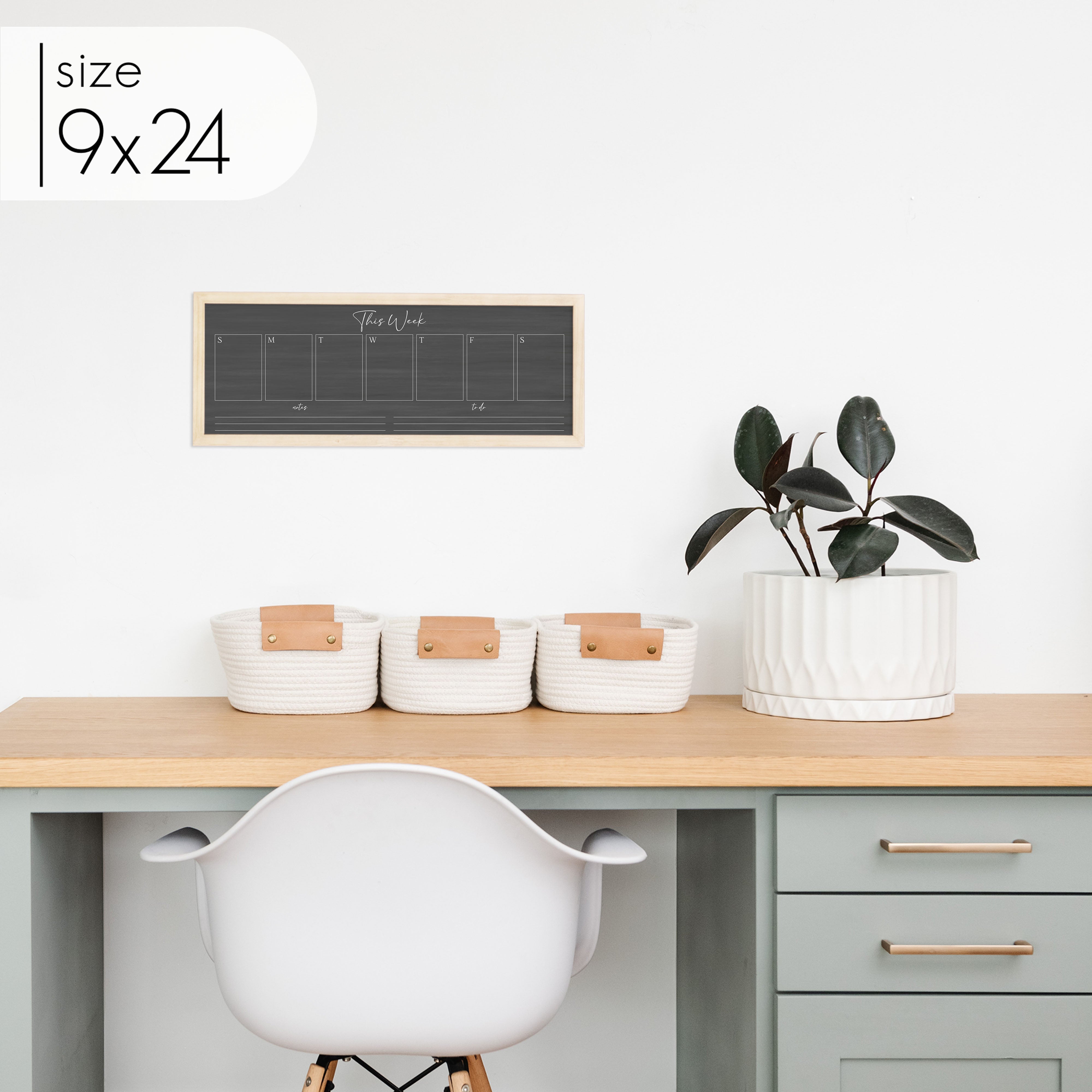 Slim Weekly Framed Chalkboard + 2 sections | Horizontal Pennington