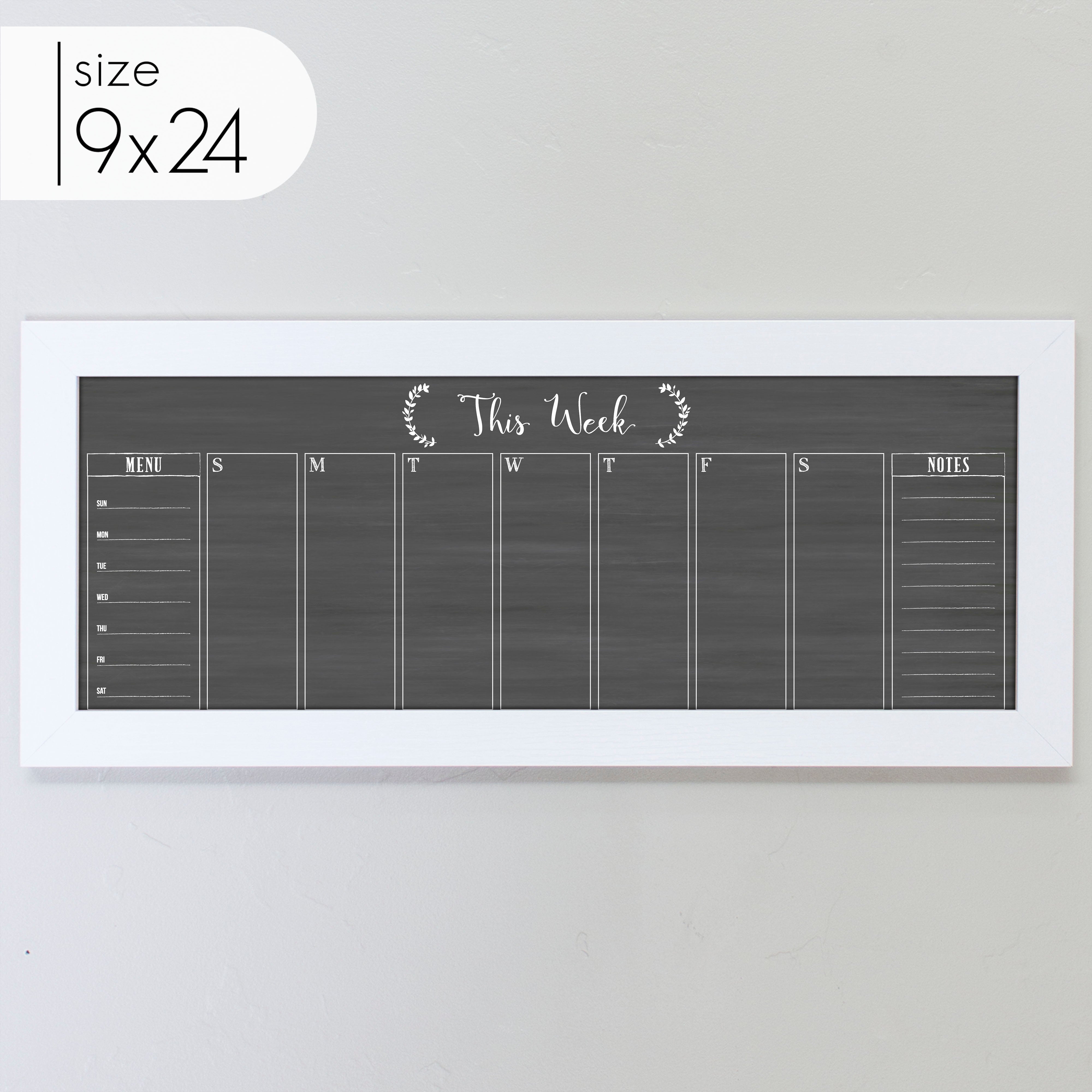 Slim Weekly Framed Chalkboard + 2 sections | Horizontal Eagleton