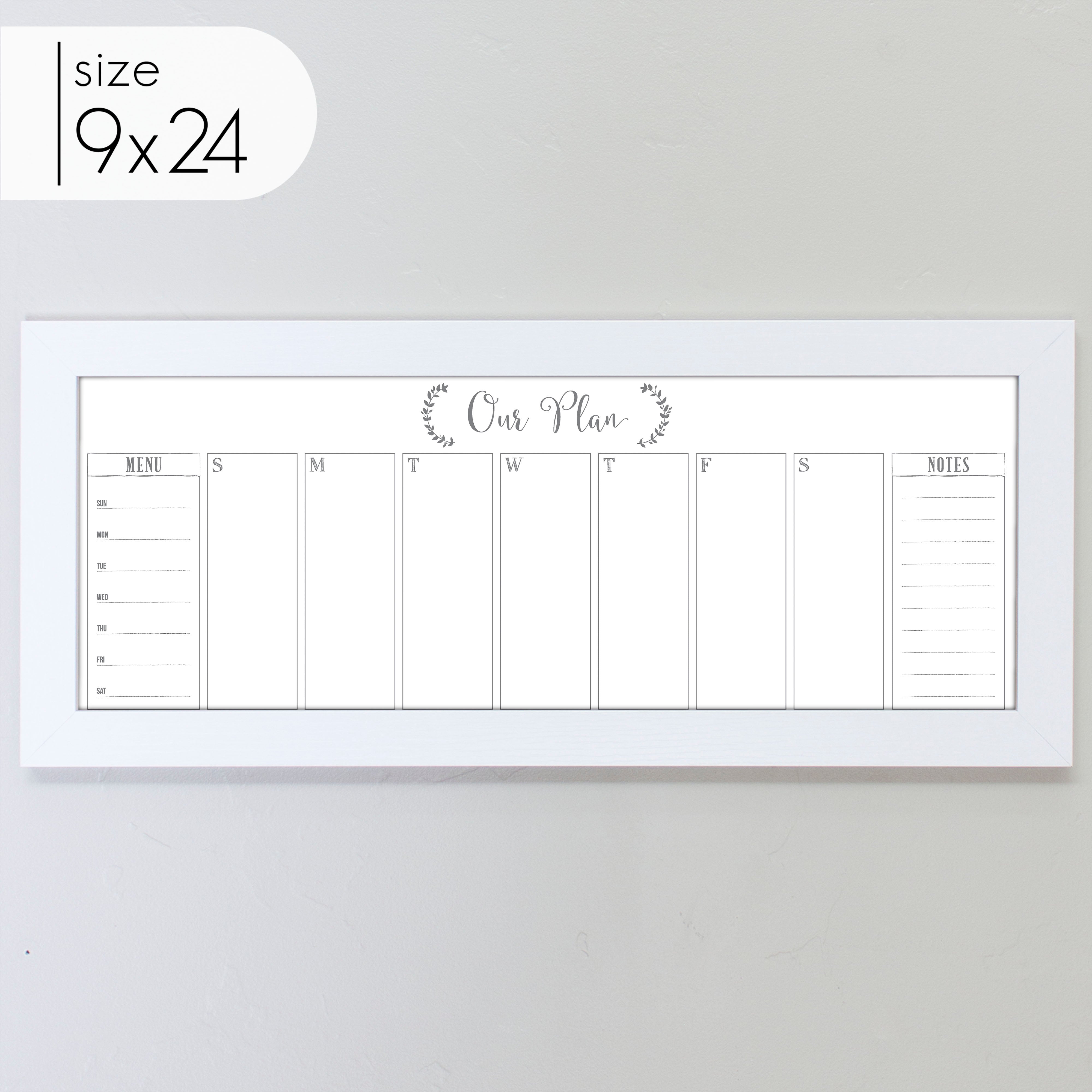 Slim Weekly Framed Whiteboard + 2 sections | Horizontal Eagleton