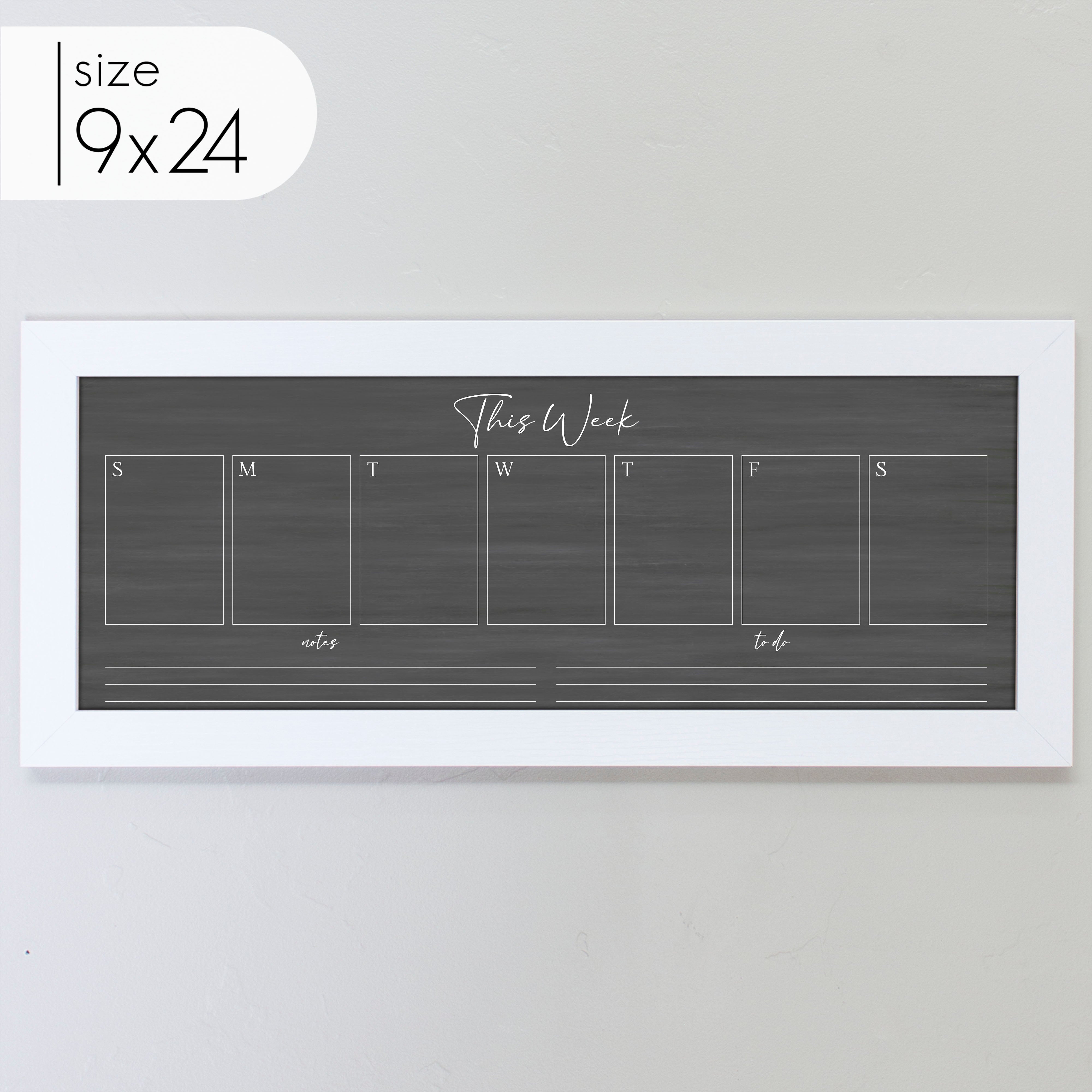 Slim Weekly Framed Chalkboard + 2 sections | Horizontal Pennington