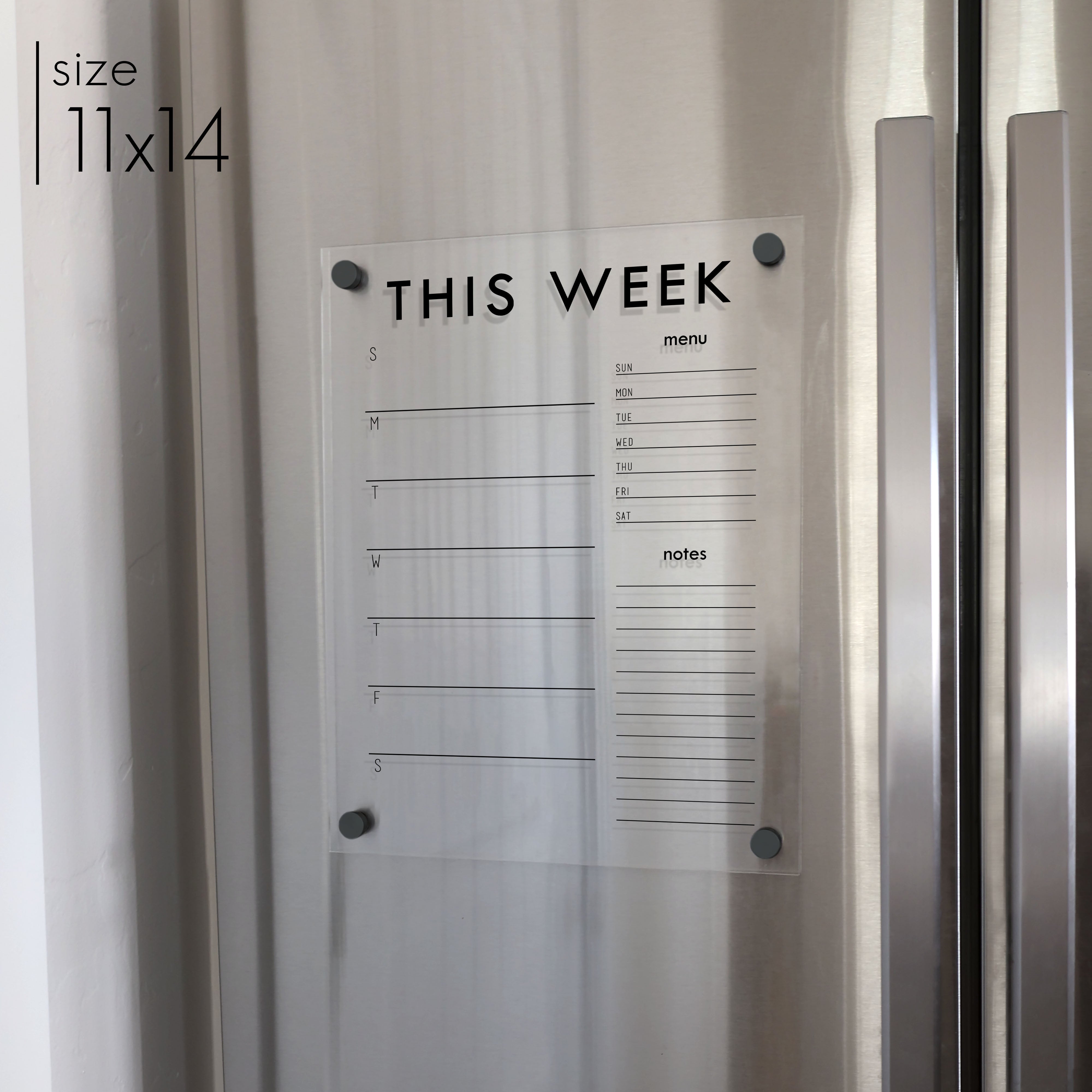 Weekly Acrylic Fridge Calendar + 2 Sections | Vertical Madi